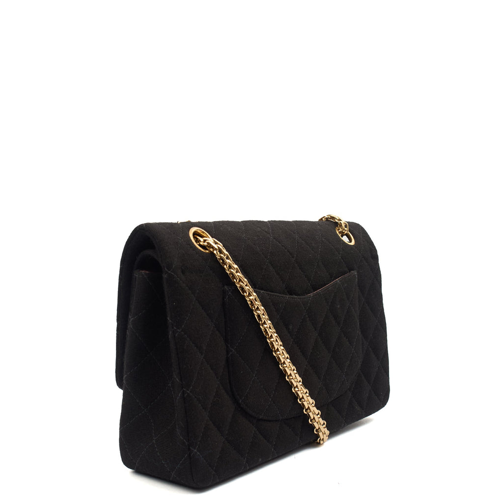 Chanel Shoulder Bag Classic Double Flap - Medium in Black, Fabric