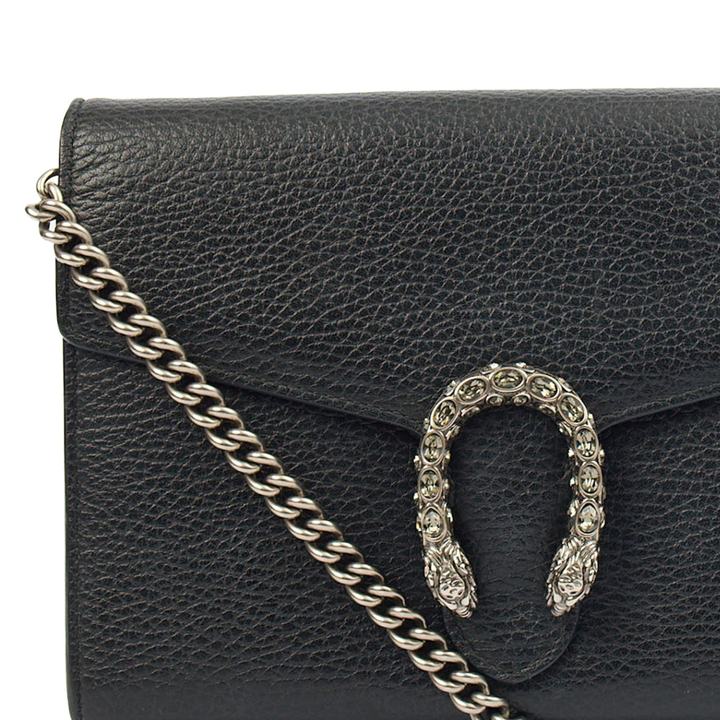 Gucci Cross Body Dionysus Chain Wallet in Black, Leather