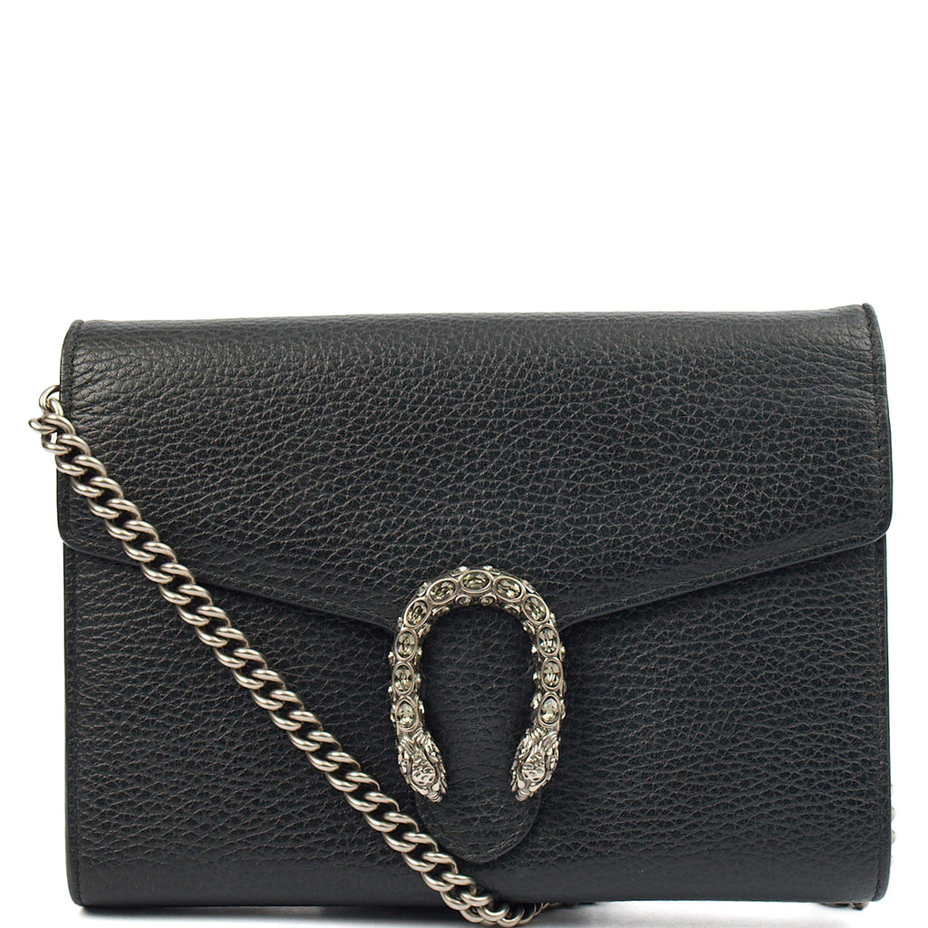 Gucci Cross Body Dionysus Chain Wallet in Black, Leather