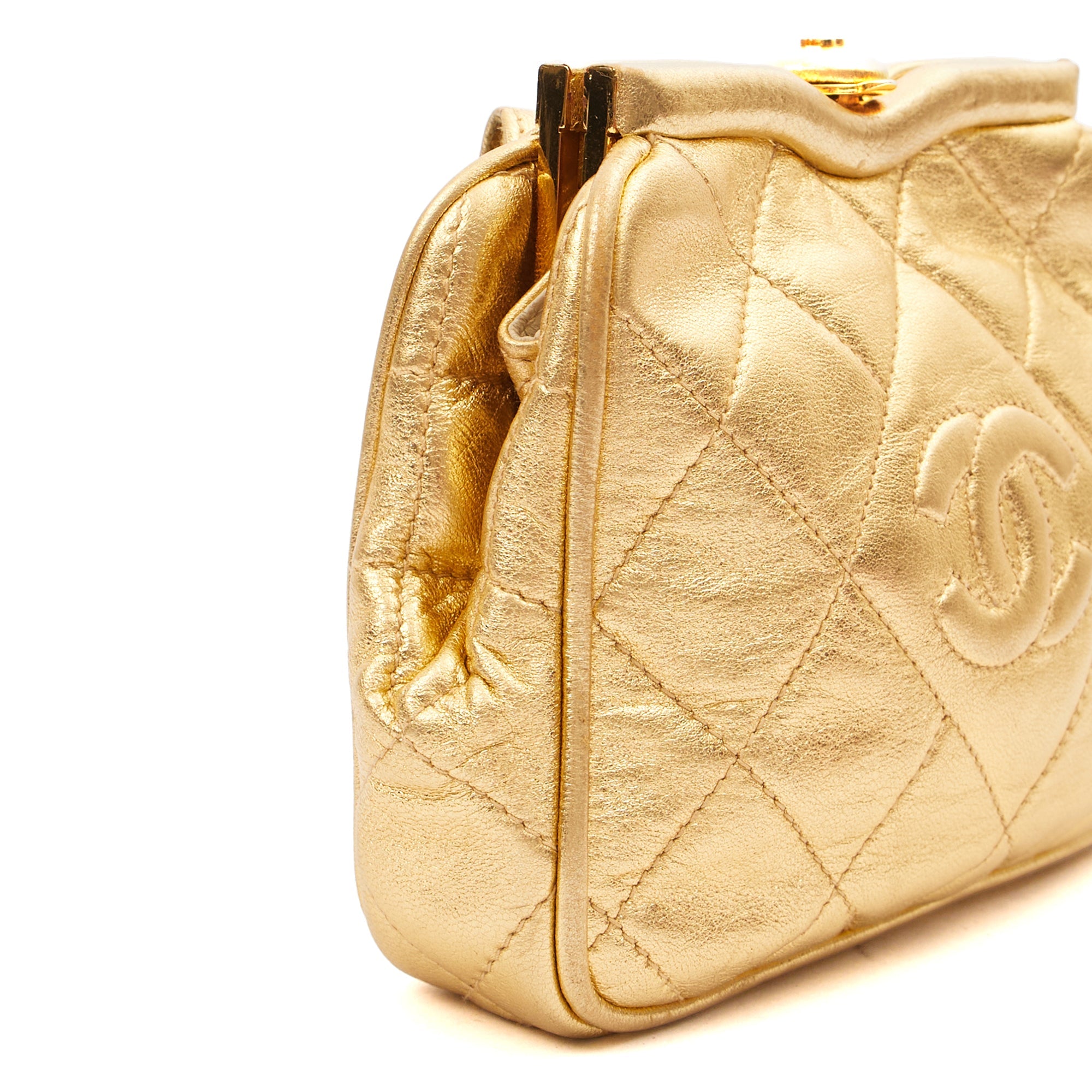 Chanel Cross Body Belt Bag in Metallic, Calfskin Leather