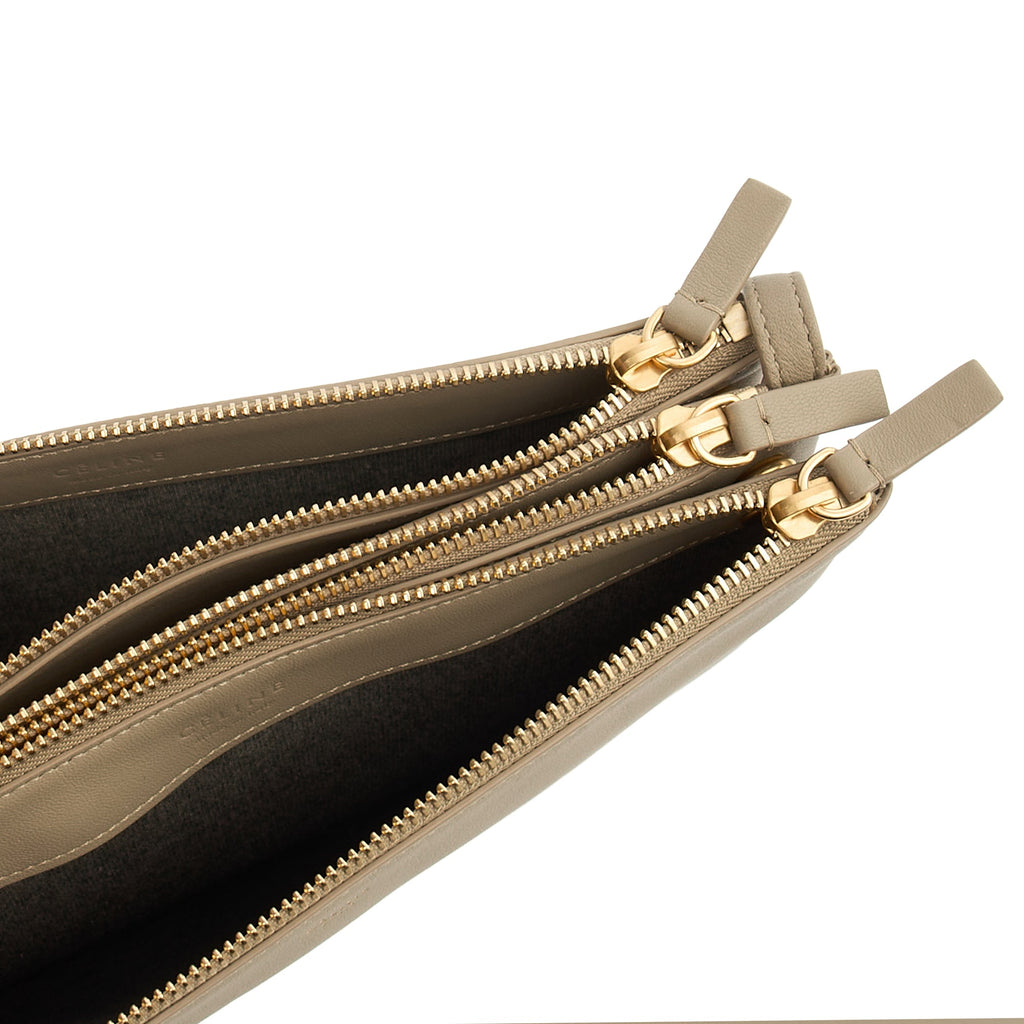 Celine Cross Body Trio in Grey, Box Calfskin