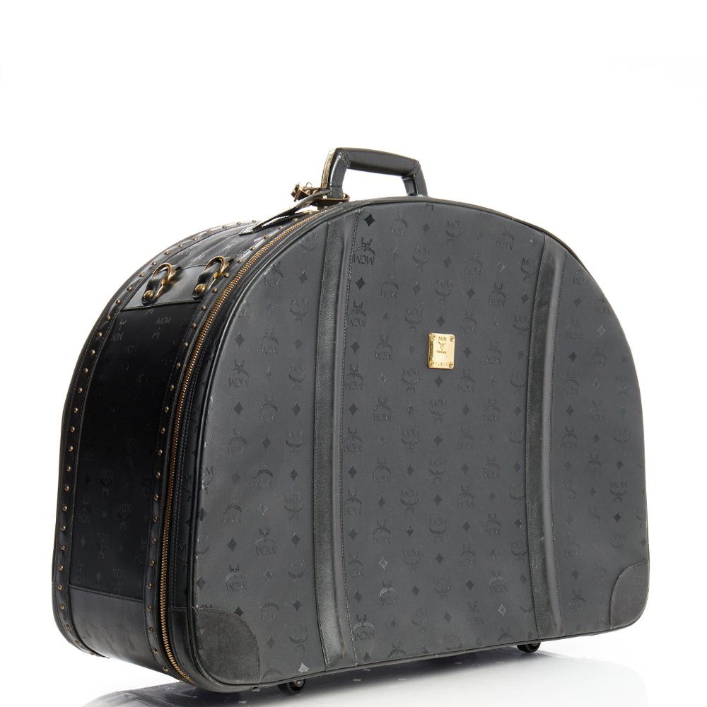 MCM Wheeled Luggage in Black, Canvas