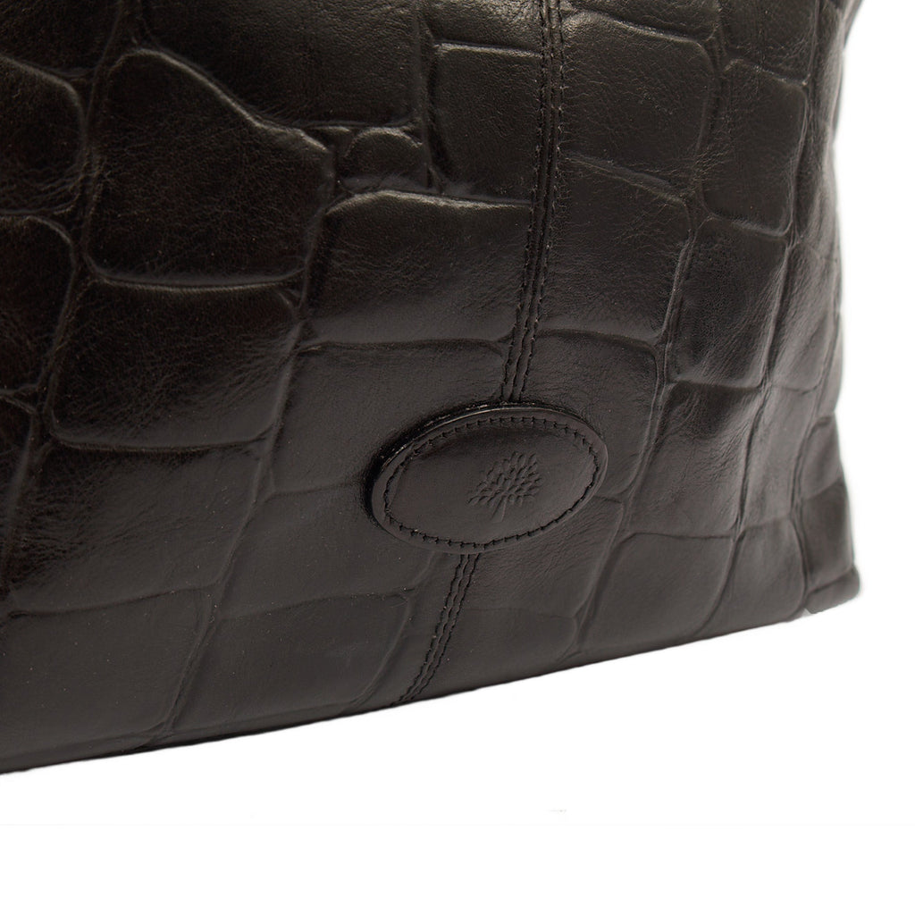 Mulberry Tote Vintage Shoulder Bag in Black, Exotic Effect Leather