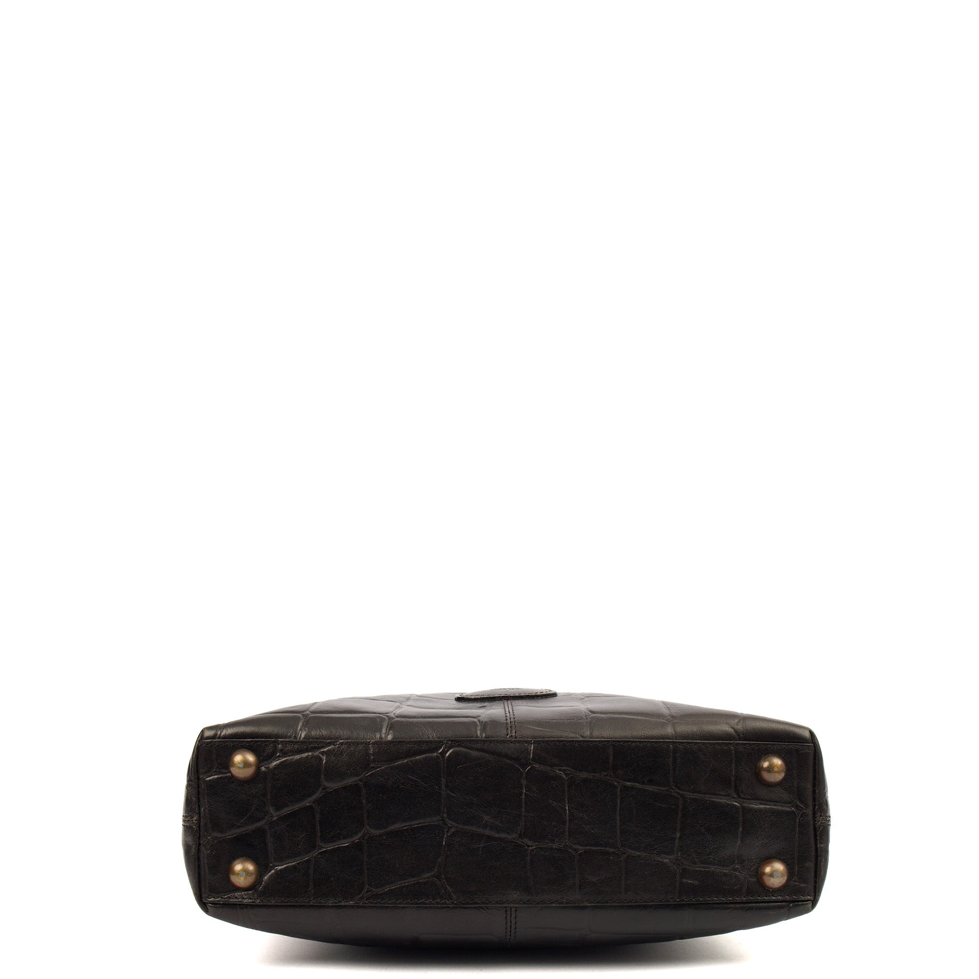 Mulberry Tote Vintage Shoulder Bag in Black, Exotic Effect Leather