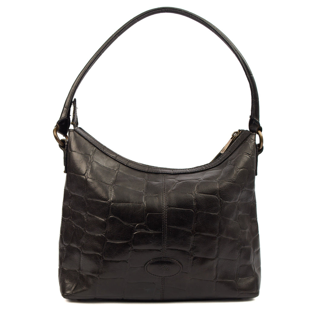 Mulberry Tote Vintage Shoulder Bag in Black, Exotic Effect Leather