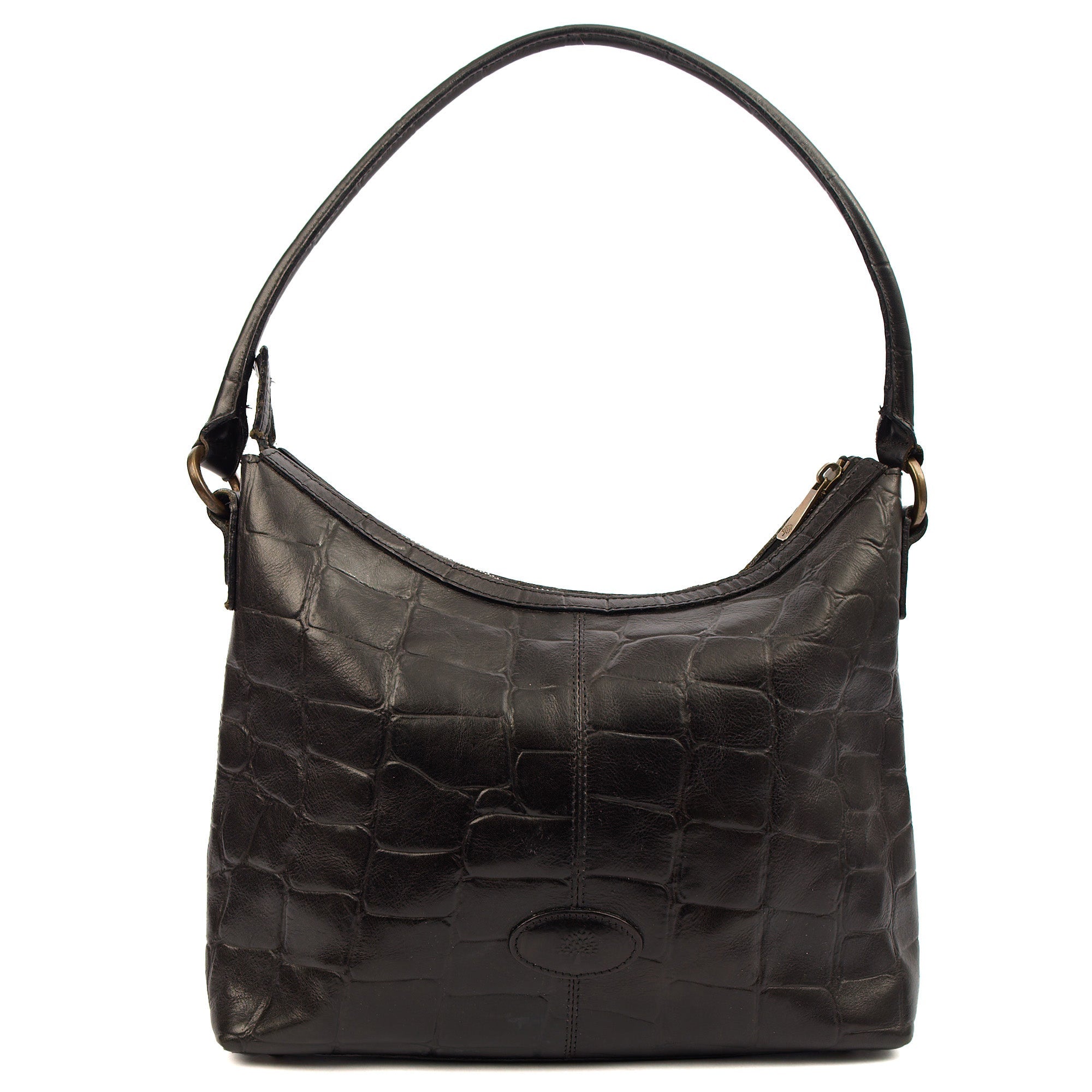 Mulberry Tote Vintage Shoulder Bag in Black, Exotic Effect Leather