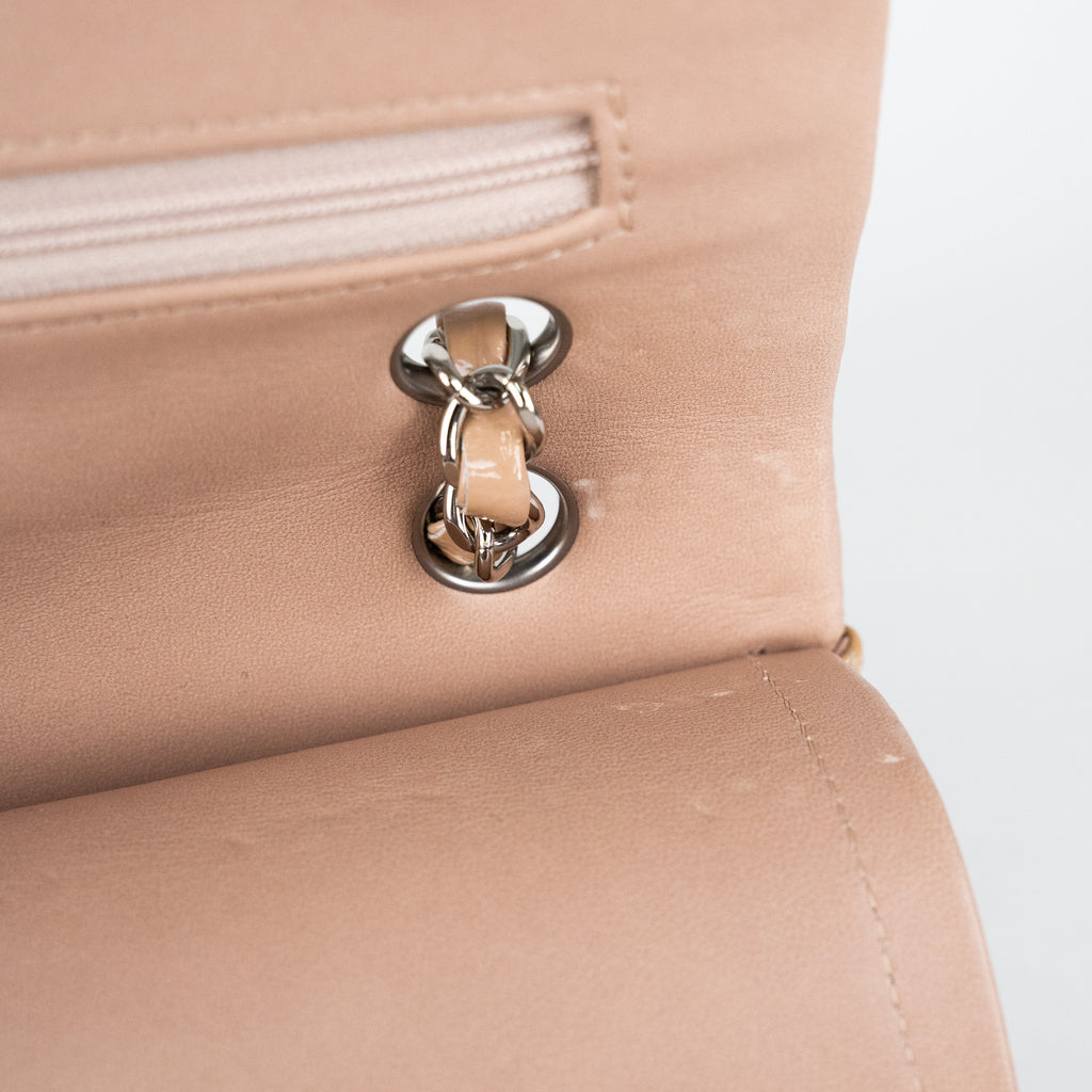 Chanel Patent Medium Classic Flap Beige