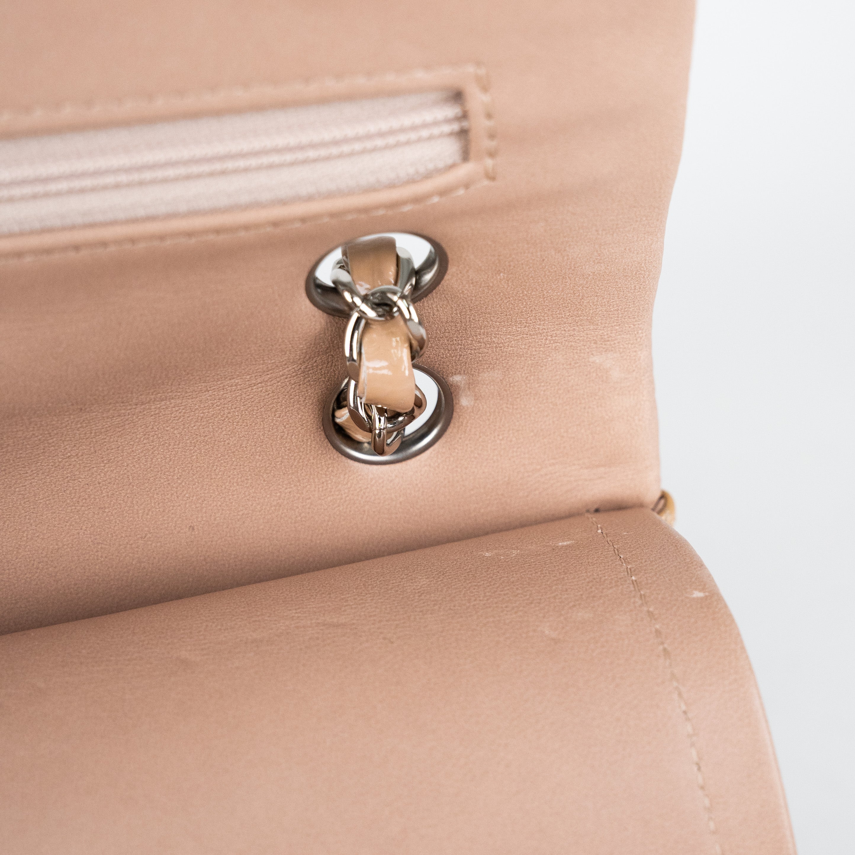 Chanel Patent Medium Classic Flap Beige