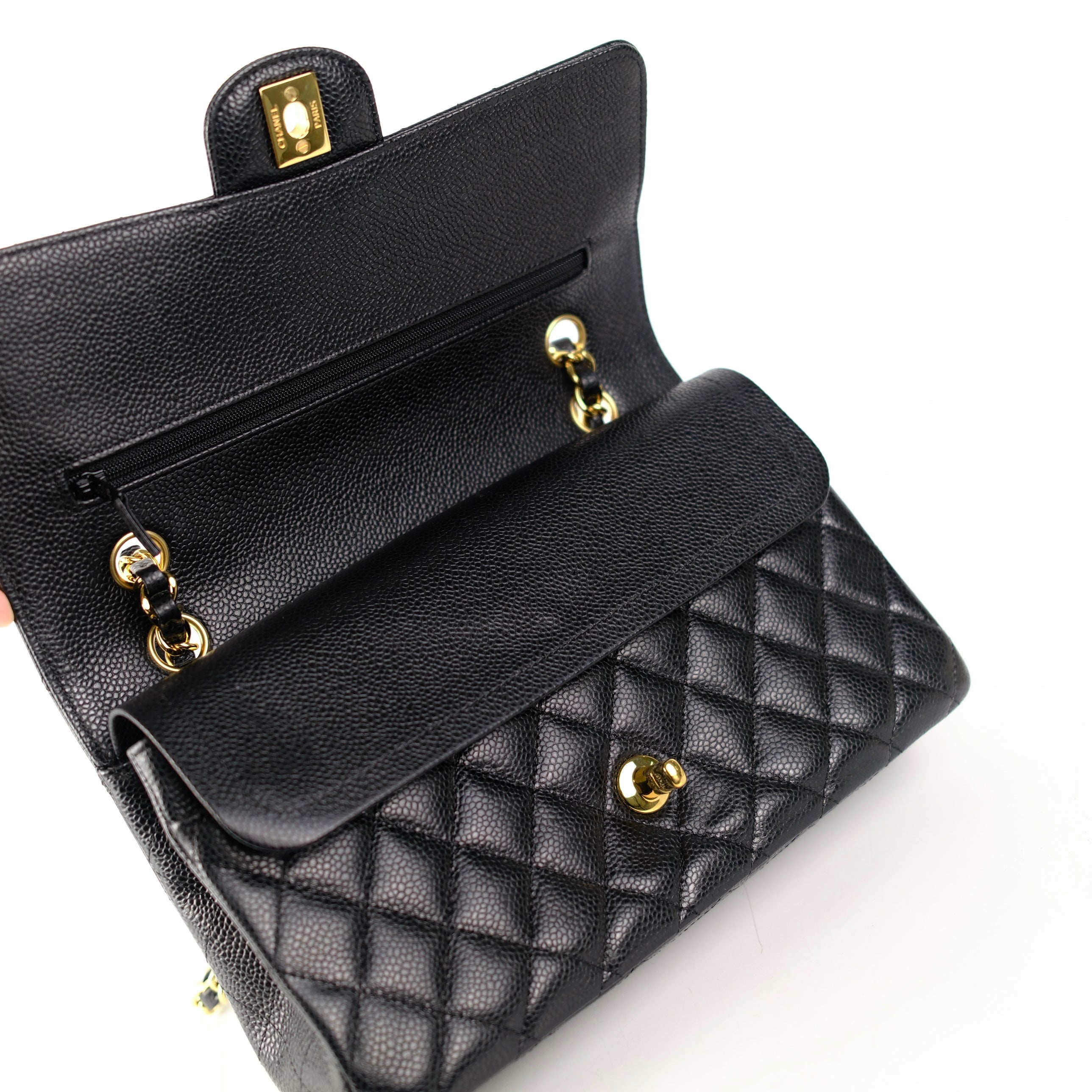 Chanel Medium M/L Caviar Classic Flap Black 23 series
