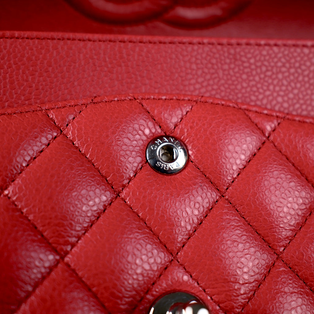 Chanel Classic Flap Medium/Large M/L Caviar Red - Series 14