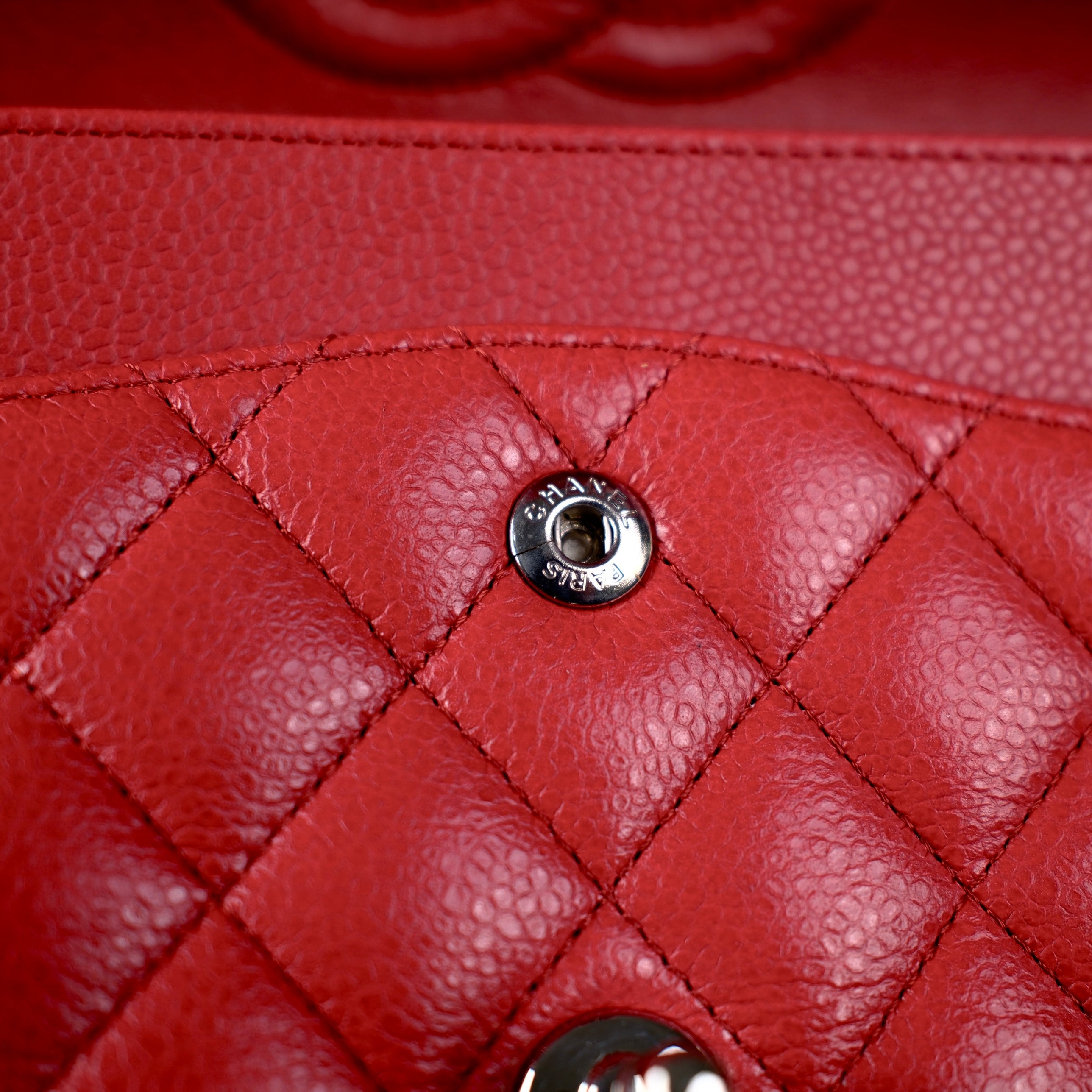 Chanel Classic Flap Medium/Large M/L Caviar Red - Series 14