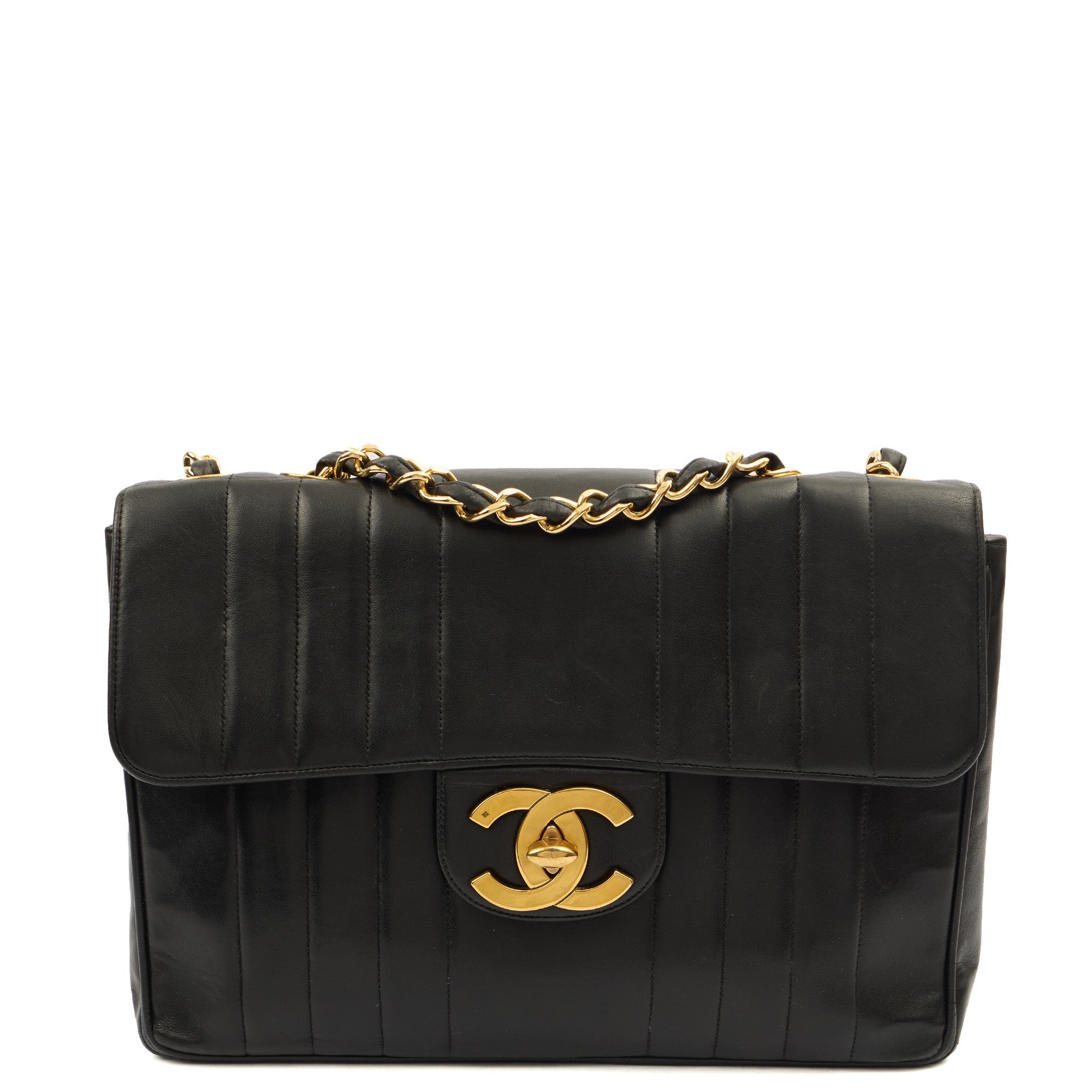 Chanel Shoulder Bag Maxi Jumbo XL in Black, Leather