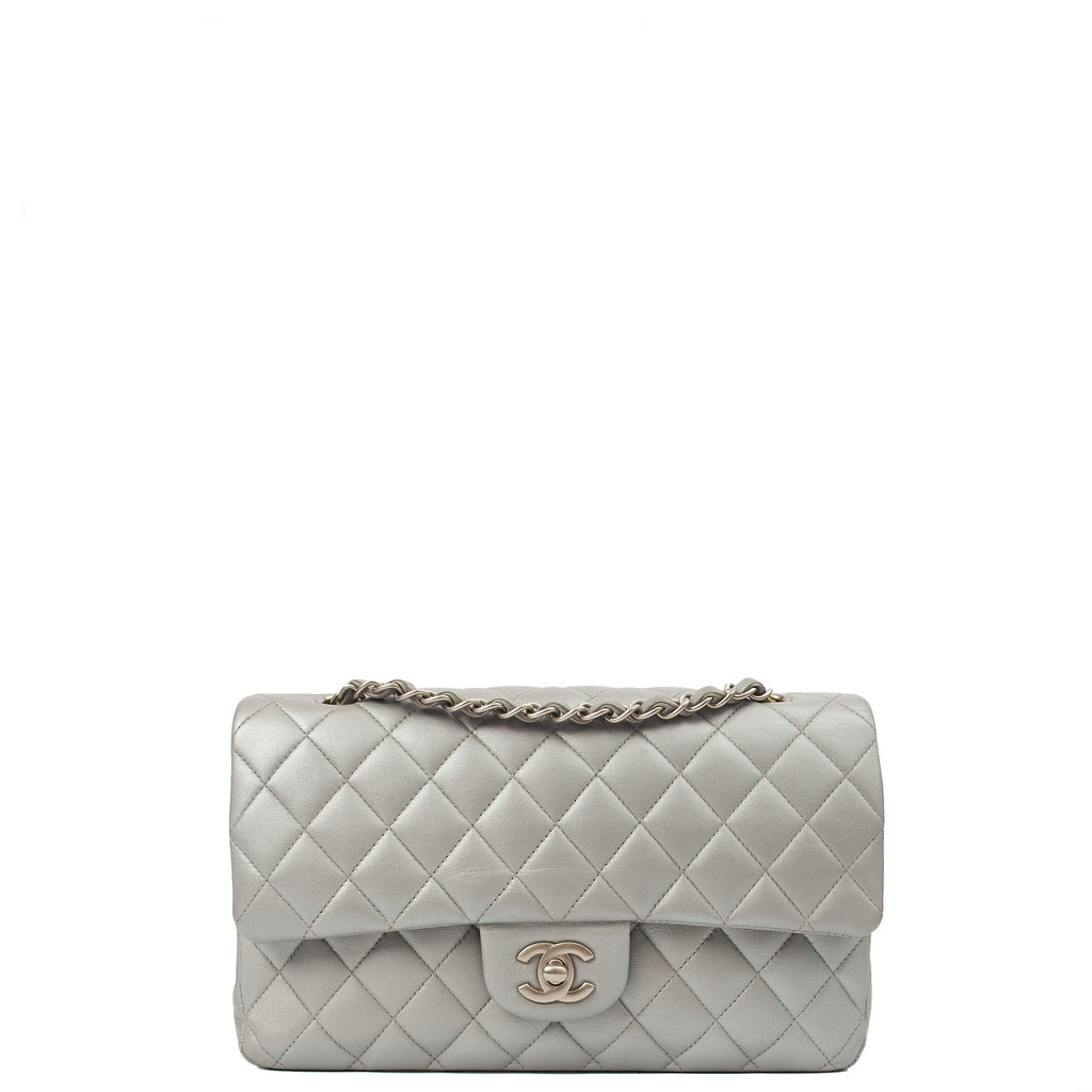Chanel Shoulder Bag Classic Double Flap - Medium in Metallic, Calfskin Leather