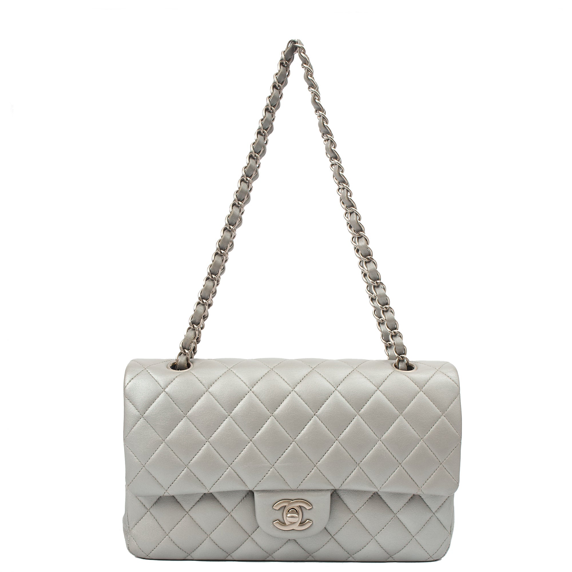 Chanel Shoulder Bag Classic Double Flap - Medium in Metallic, Calfskin Leather