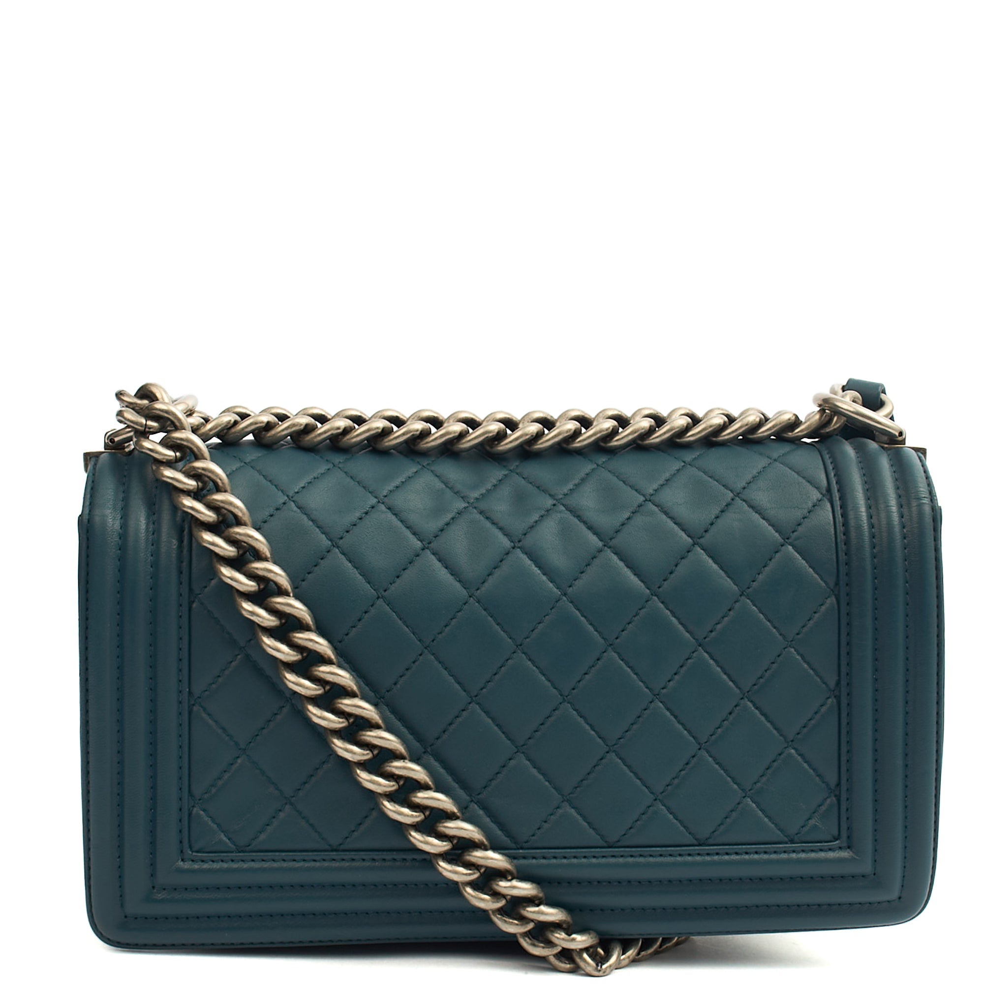 Chanel Shoulder Bag Boy - Medium in Blue, Leather