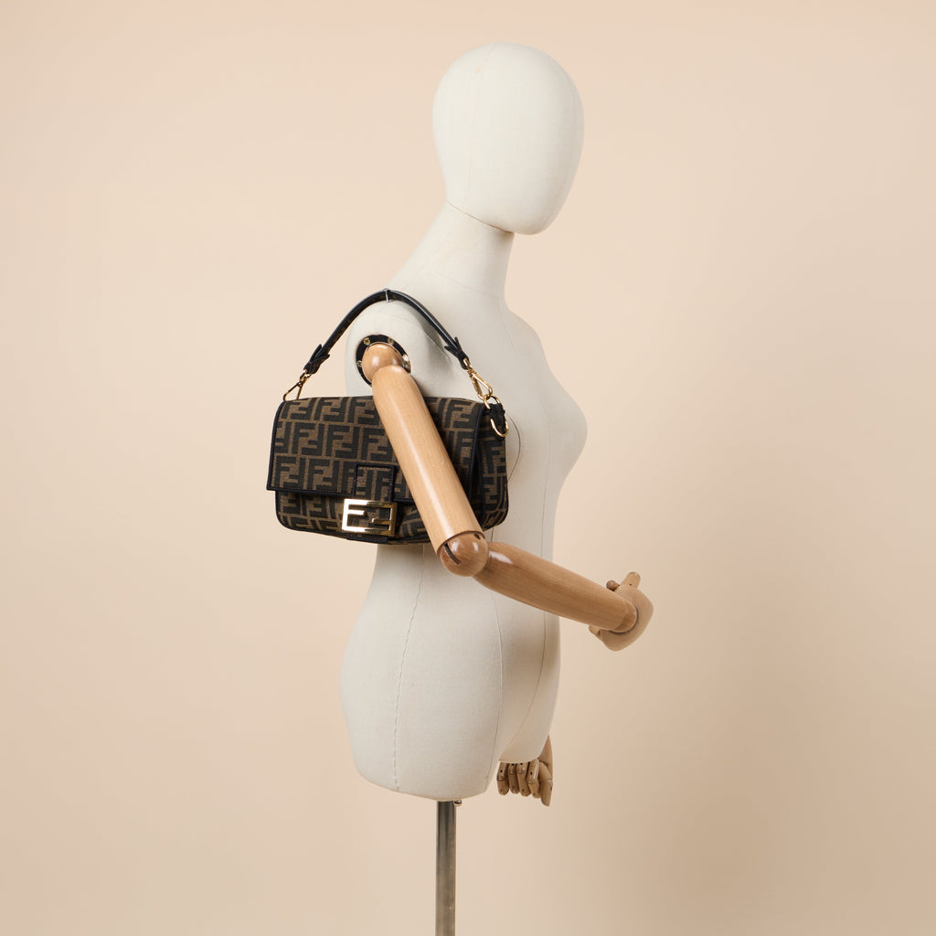 Fendi Cross Body Baguette in Zucca FF, Exotic Effect Leather