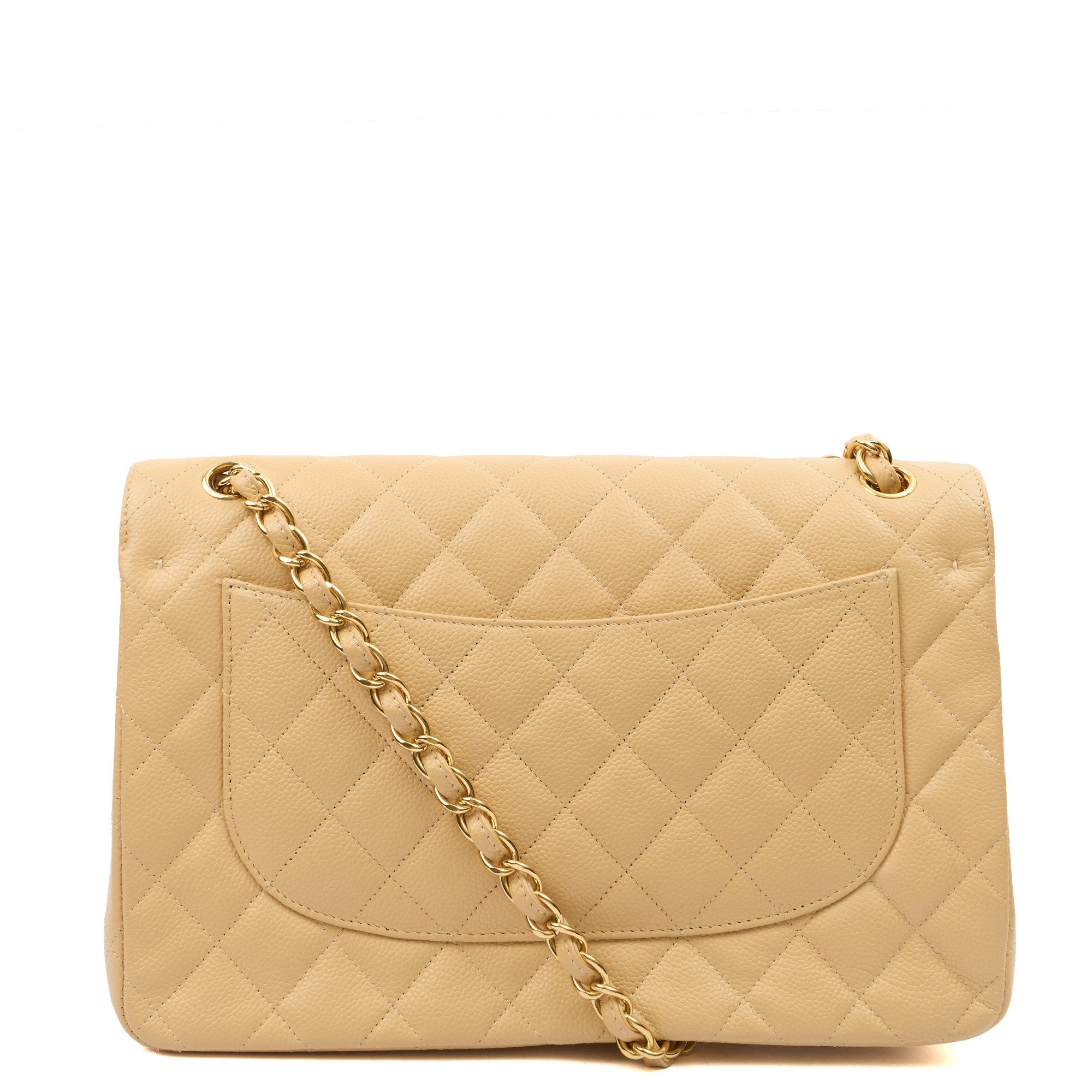 Chanel Shoulder Bag Classic Double Flap - Large in Neutral, Caviar Leather