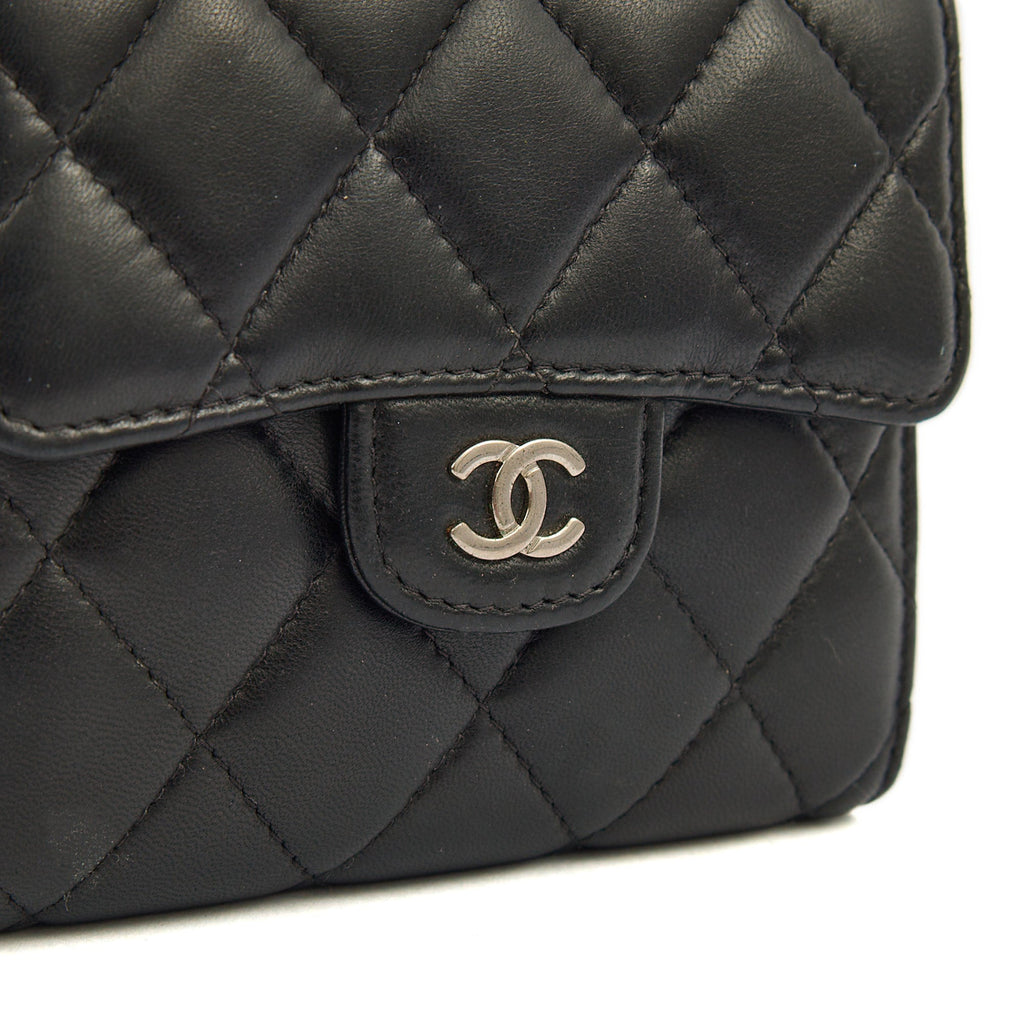 Chanel Wallet Flap Wallet in Black, Lambskin Leather