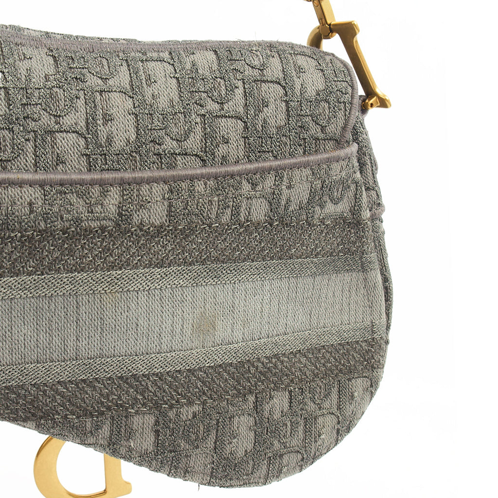 Christian Dior Cross Body Saddle Bag in Blue, Dior Oblique Embroidery