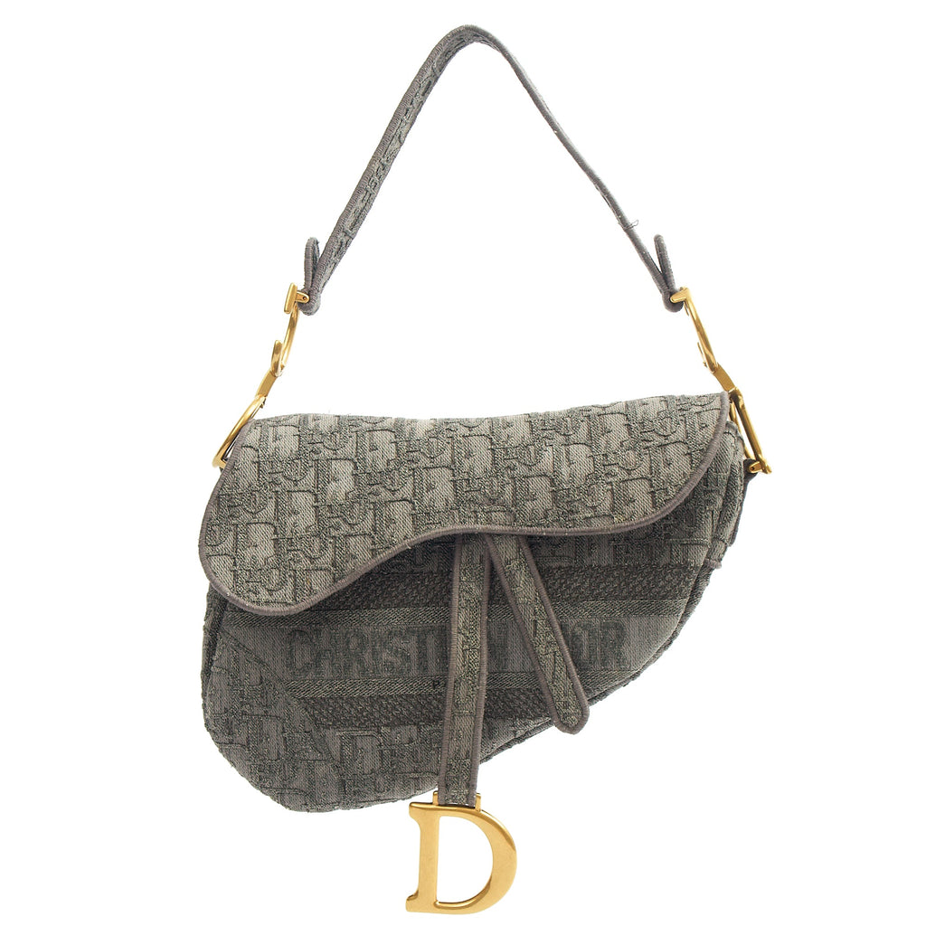 Christian Dior Cross Body Saddle Bag in Blue, Dior Oblique Embroidery
