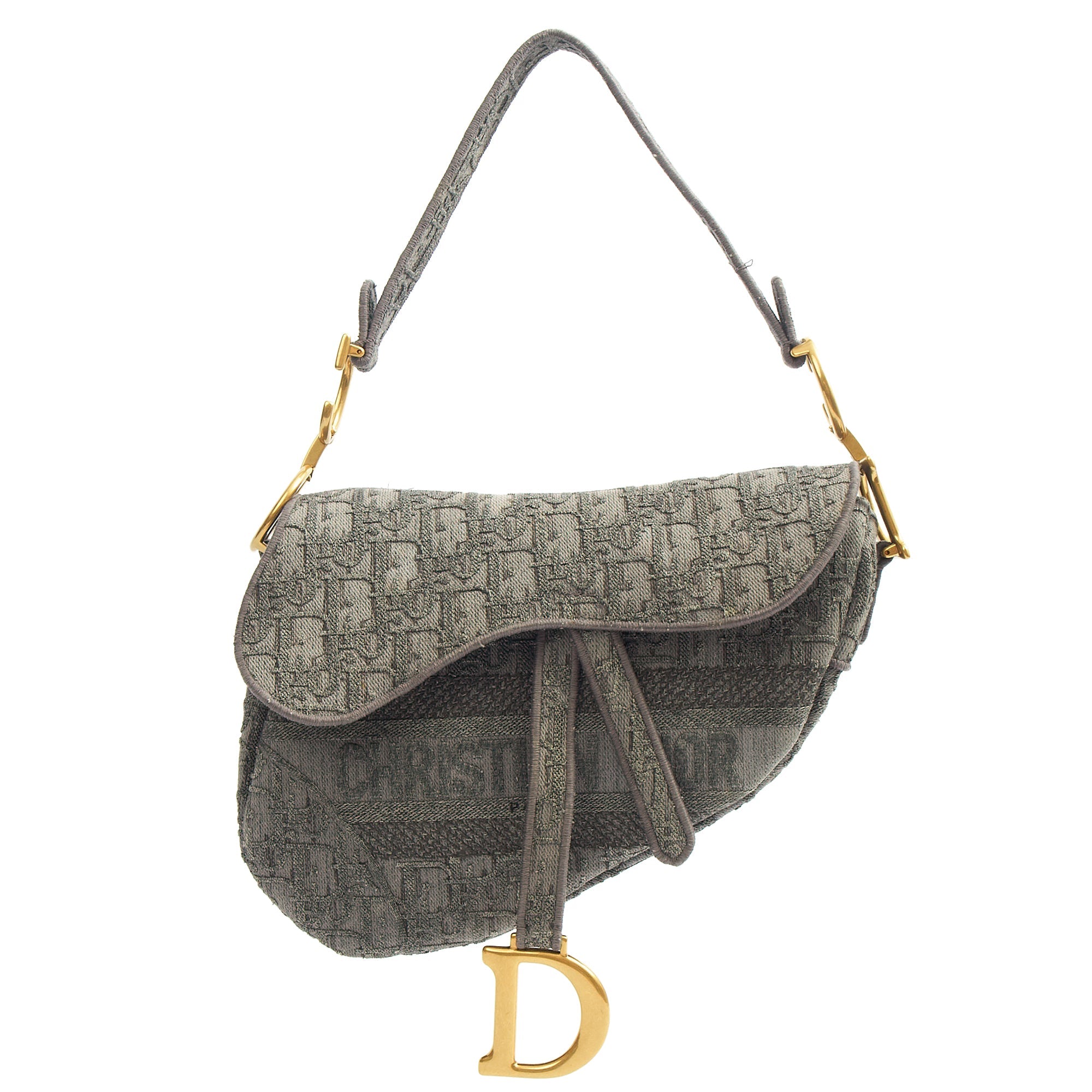 Christian Dior Cross Body Saddle Bag in Blue, Dior Oblique Embroidery