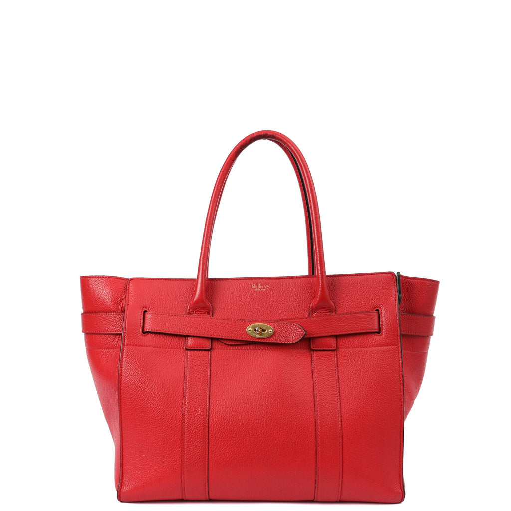Mulberry Tote Zipped Bayswater in Red, Calfskin Leather