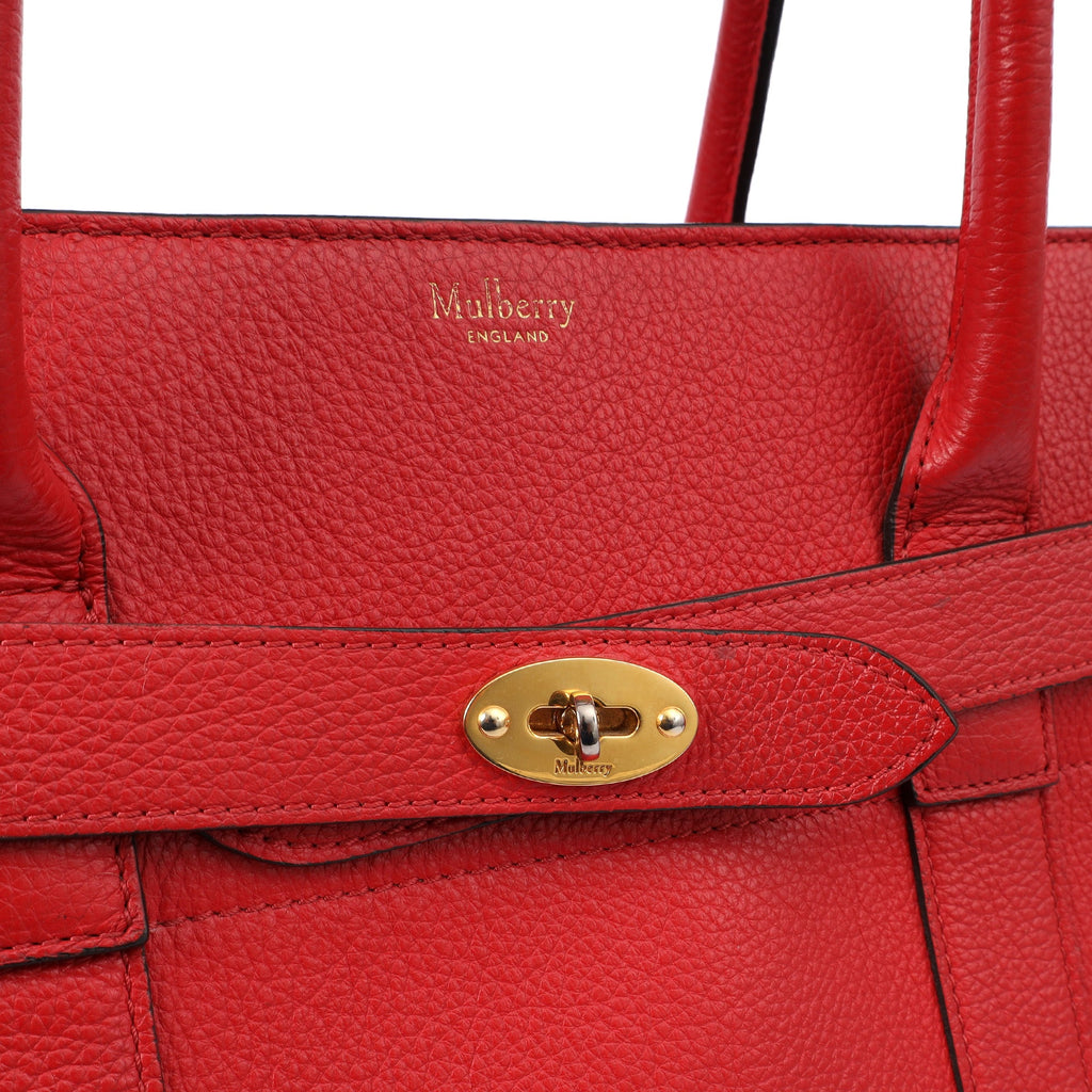 Mulberry Tote Zipped Bayswater in Red, Calfskin Leather