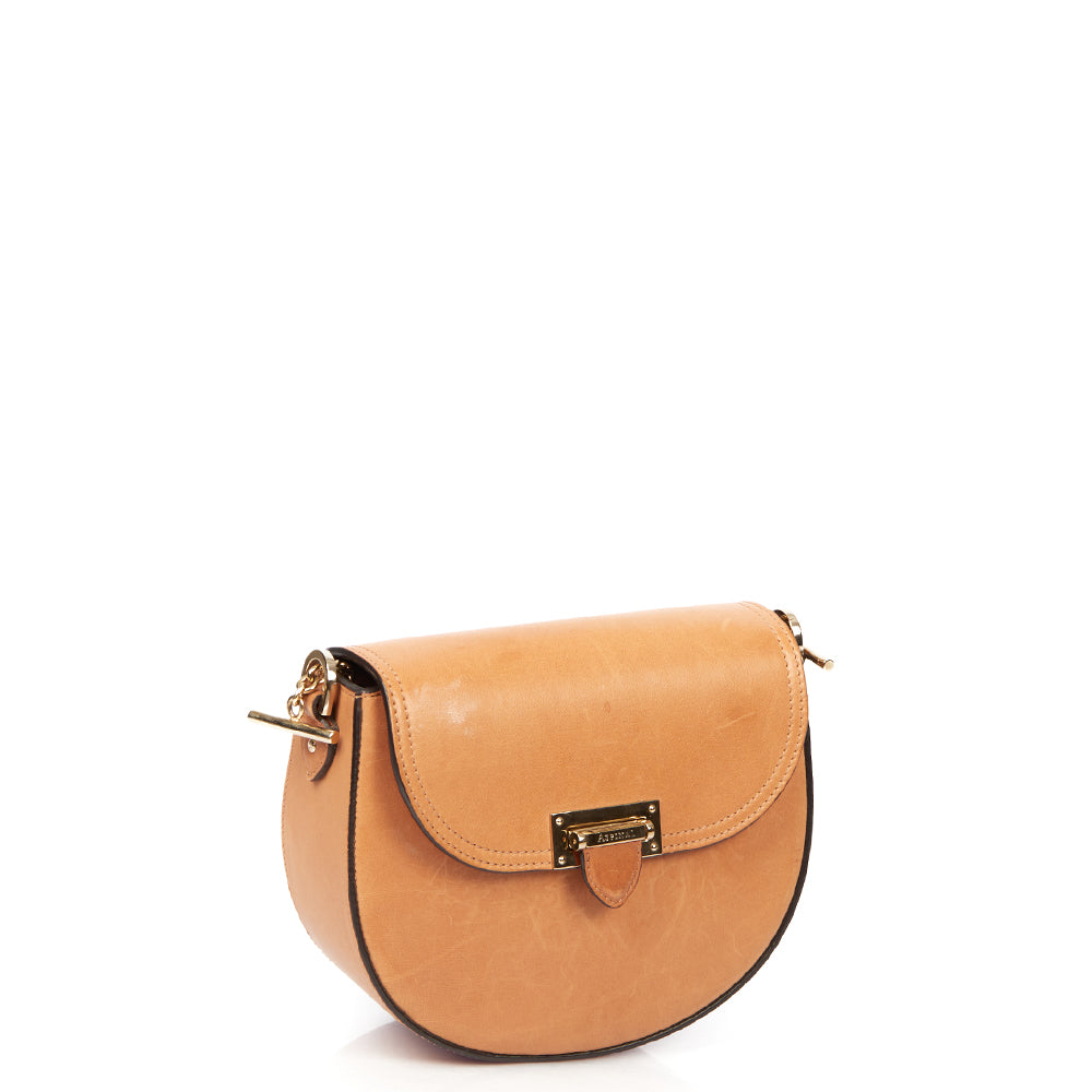 Aspinal of London Shoulder Bag Letterbox Saddle Bag in Brown, Leather