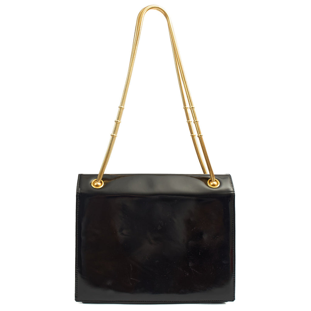 Chanel Shoulder Bag Vintage Flap Bag  in Black, Patent Leather