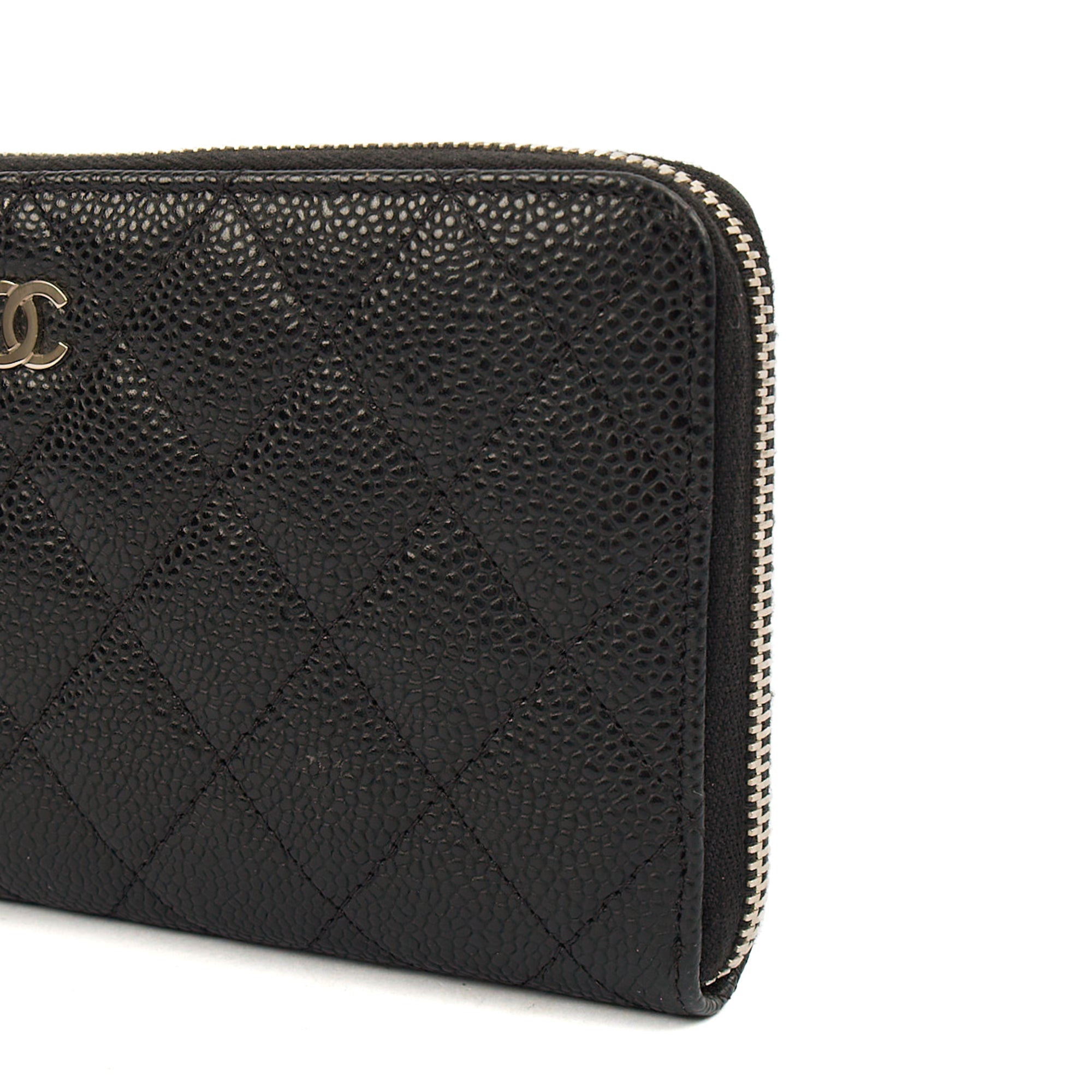 Chanel Purse Zip Wallet in Black, Caviar Leather