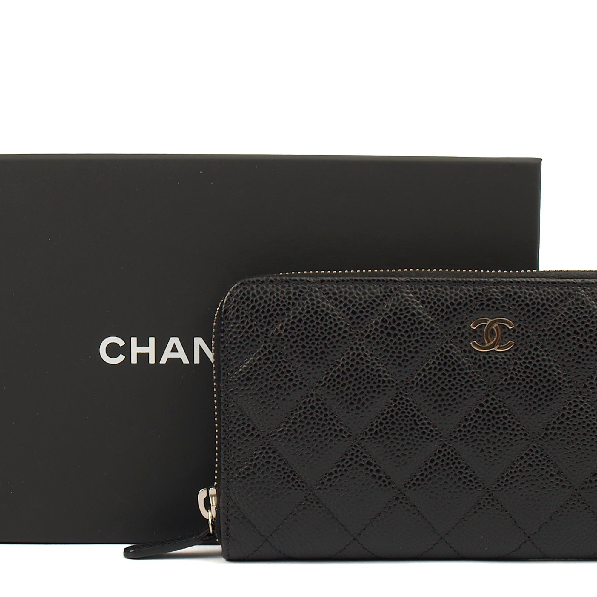 Chanel Purse Zip Wallet in Black, Caviar Leather