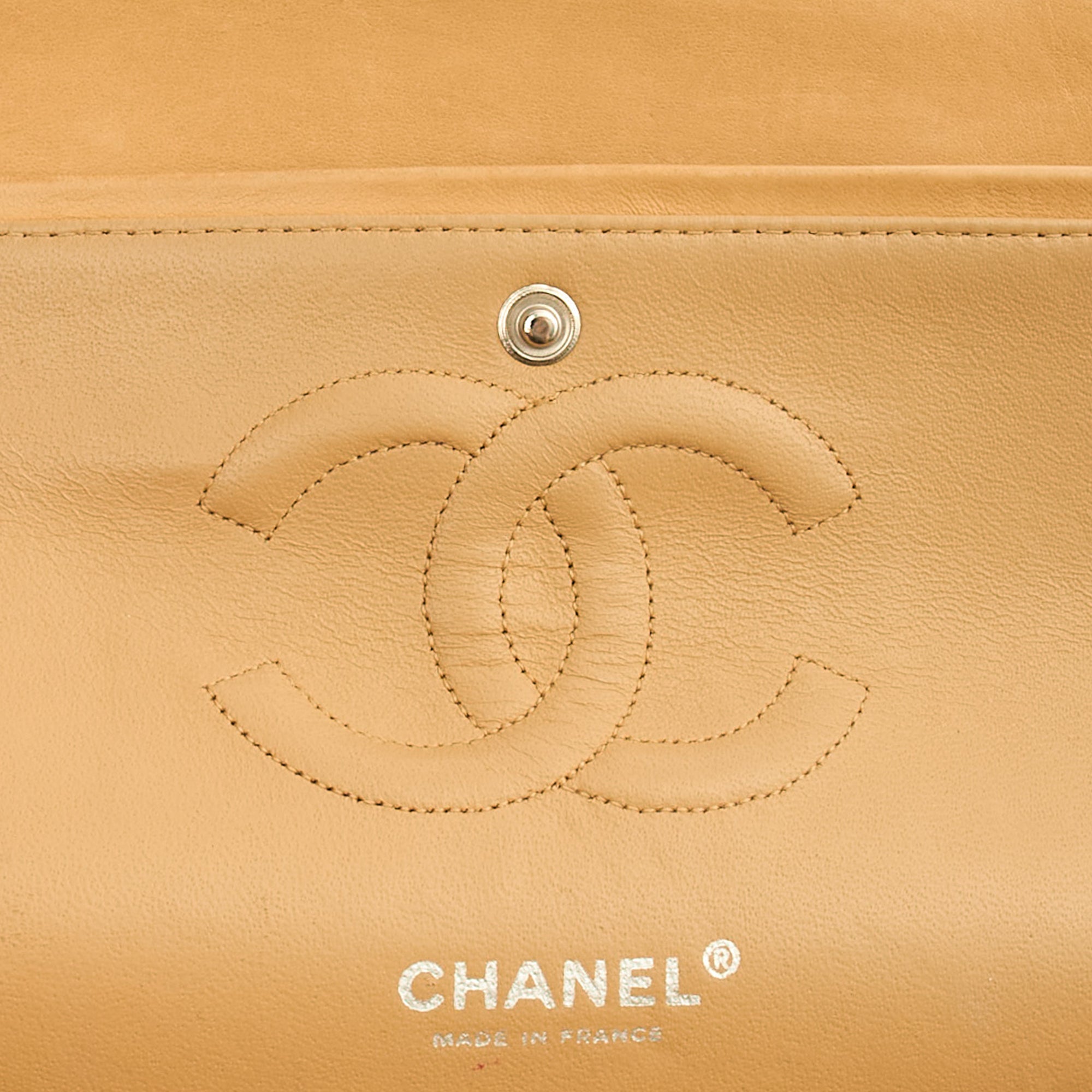 Chanel Shoulder Bag Classic Double Flap - Medium in Neutral, Lambskin Leather