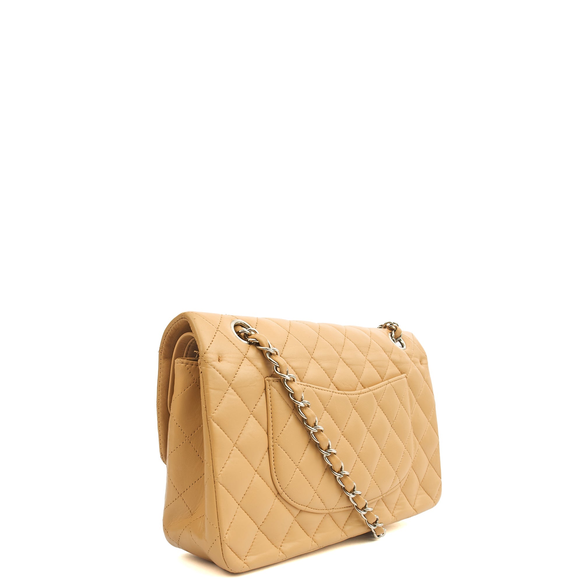Chanel Shoulder Bag Classic Double Flap - Medium in Neutral, Lambskin Leather