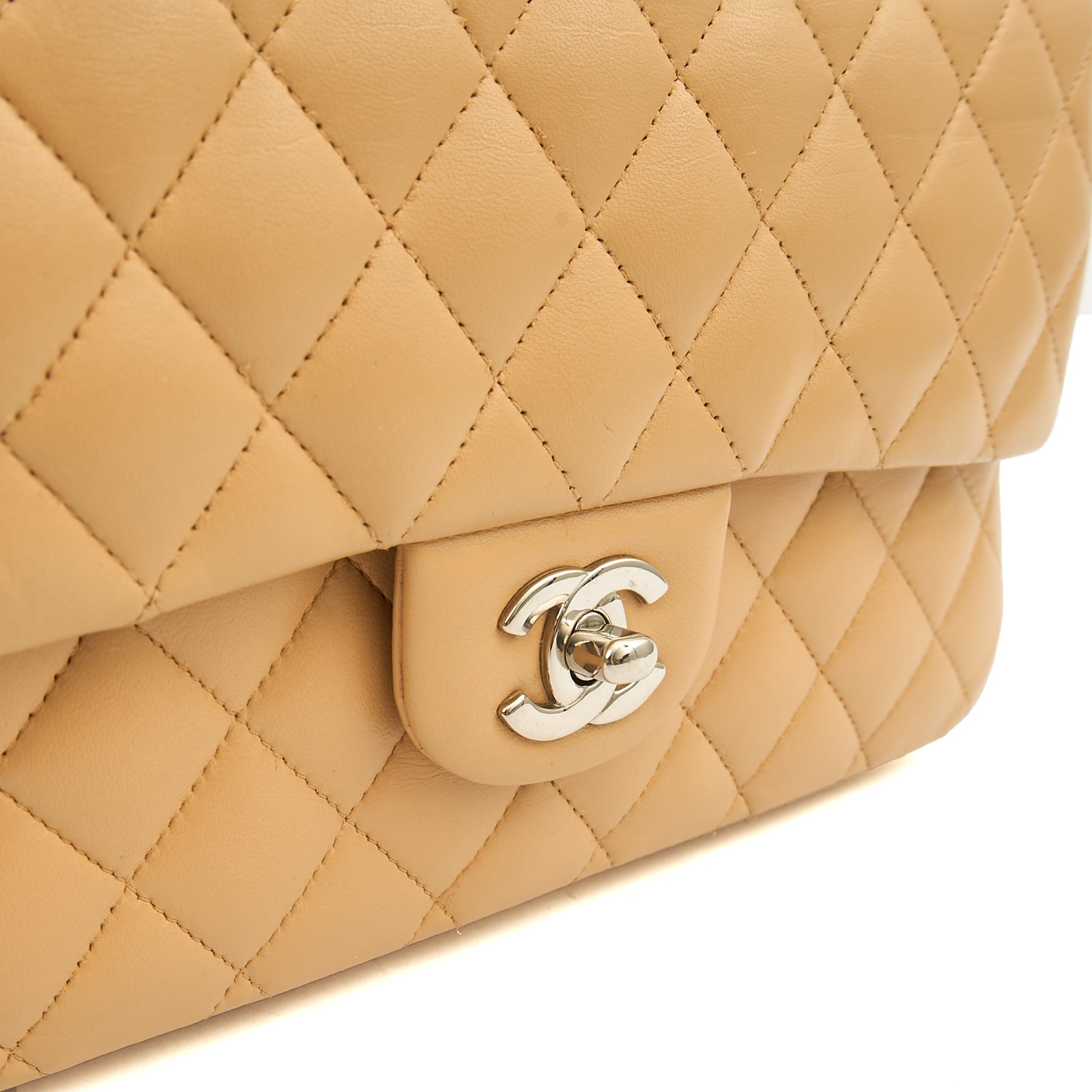 Chanel Shoulder Bag Classic Double Flap - Medium in Neutral, Lambskin Leather
