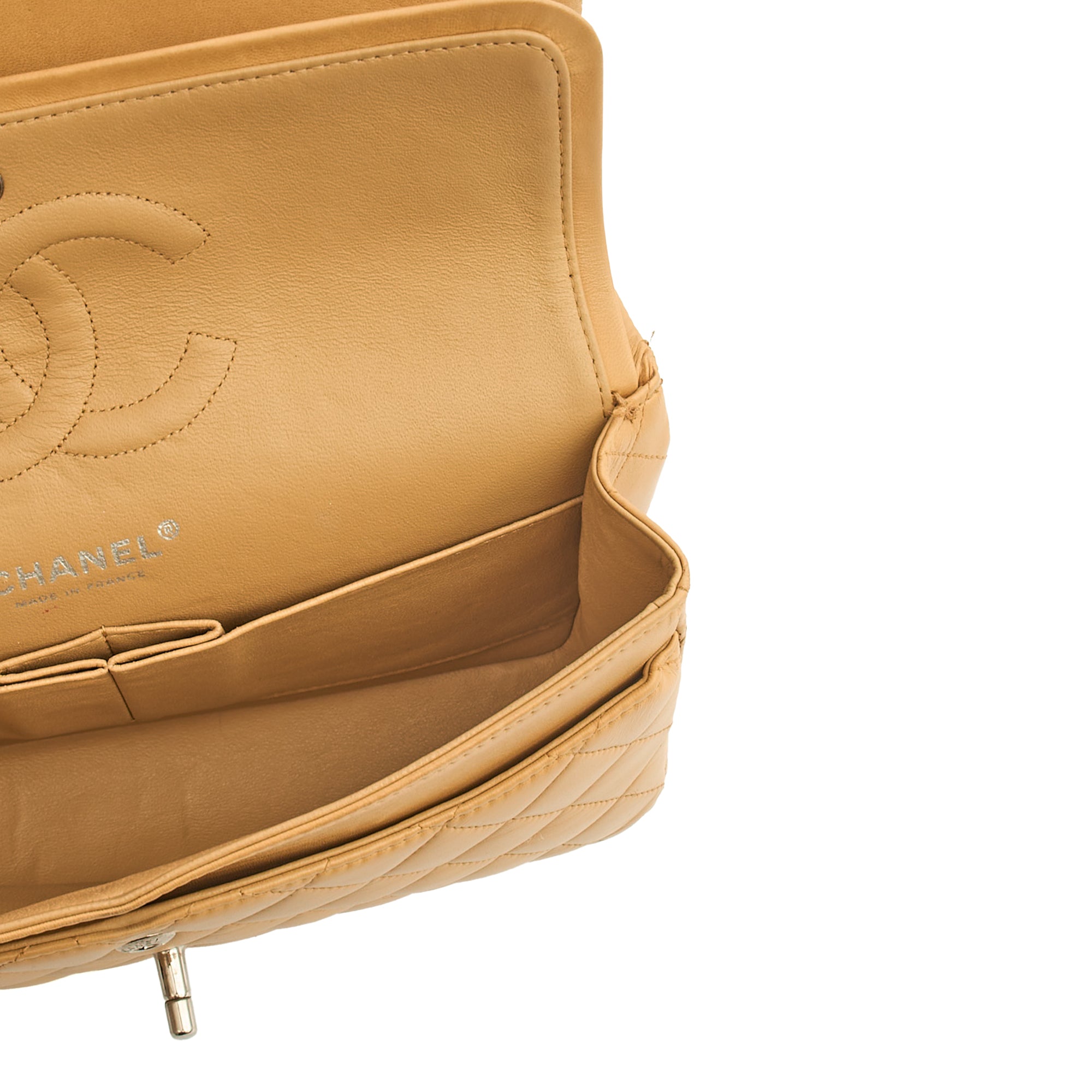 Chanel Shoulder Bag Classic Double Flap - Medium in Neutral, Lambskin Leather