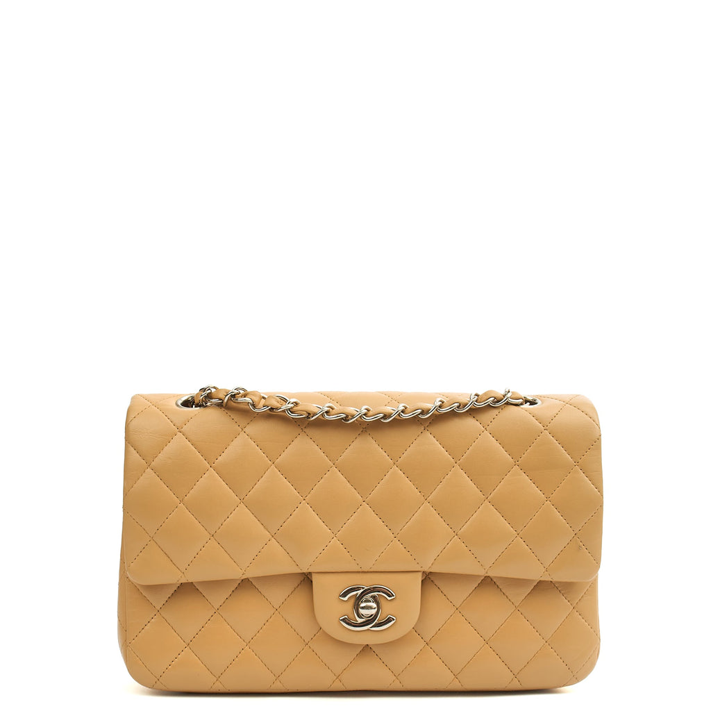 Chanel Shoulder Bag Classic Double Flap - Medium in Neutral, Lambskin Leather