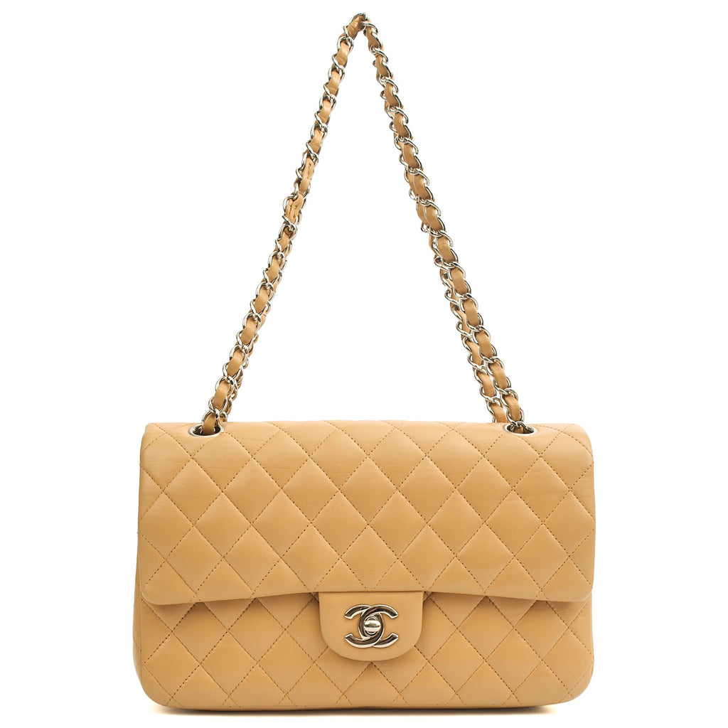Chanel Shoulder Bag Classic Double Flap - Medium in Neutral, Lambskin Leather