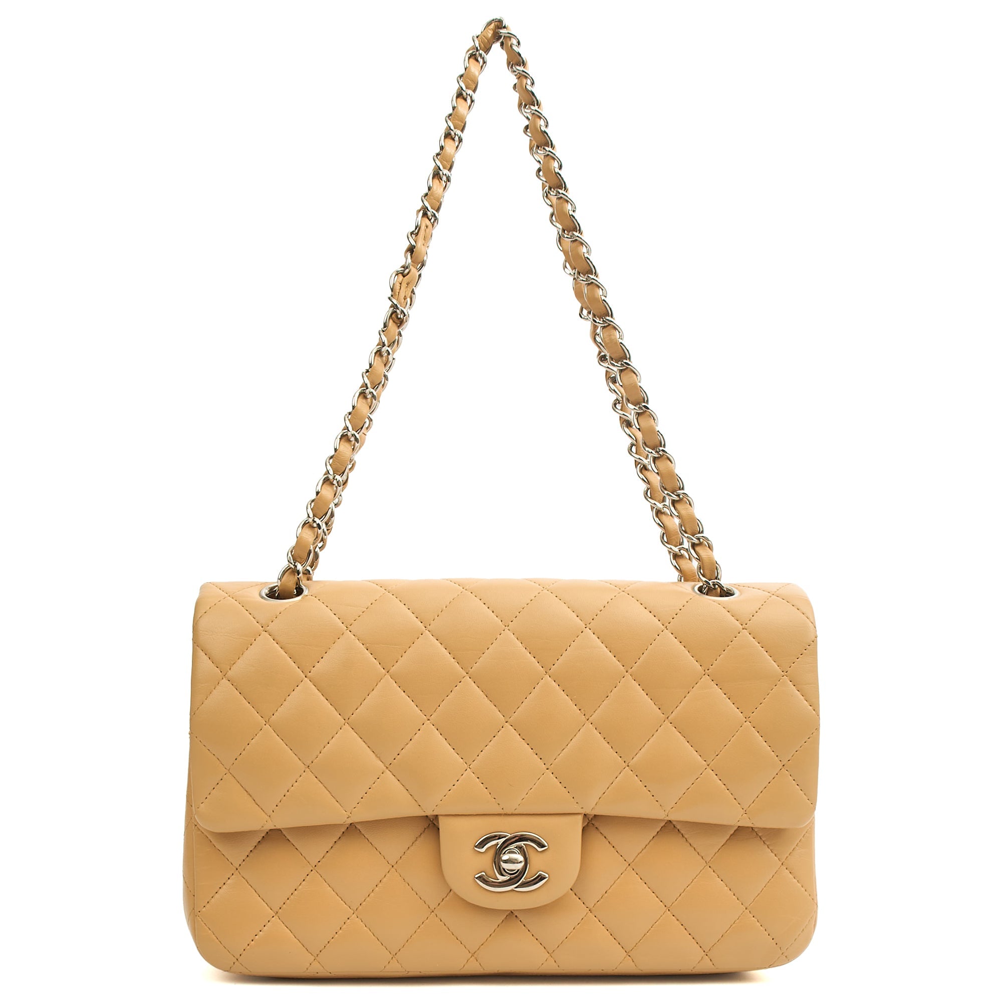 Chanel Shoulder Bag Classic Double Flap - Medium in Neutral, Lambskin Leather