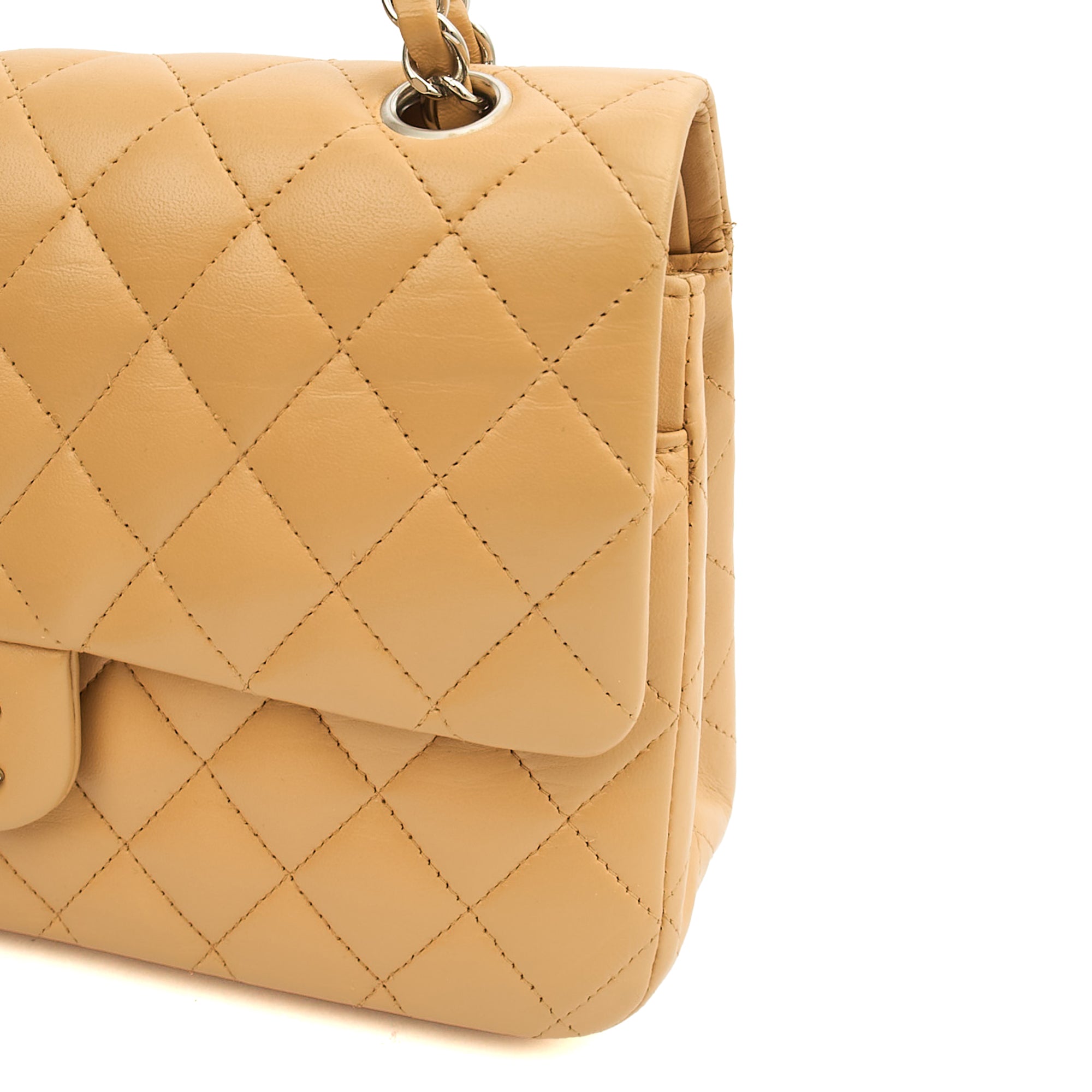 Chanel Shoulder Bag Classic Double Flap - Medium in Neutral, Lambskin Leather