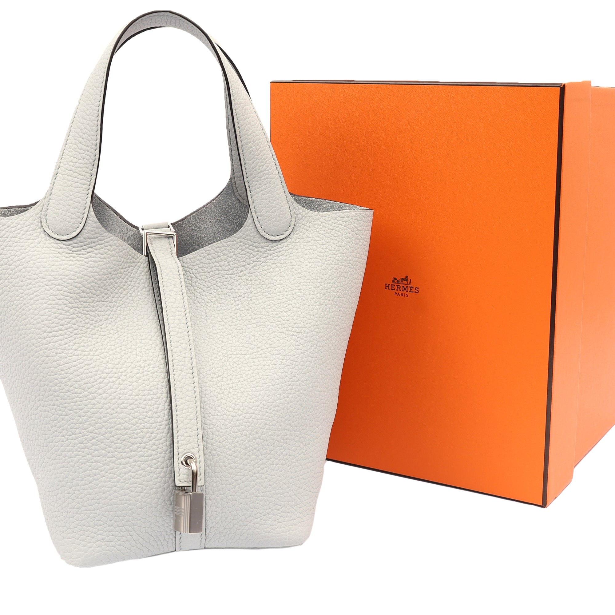 Hermes Bucket Bag Picotin 18 in Bleu Pale, Clemence Leather