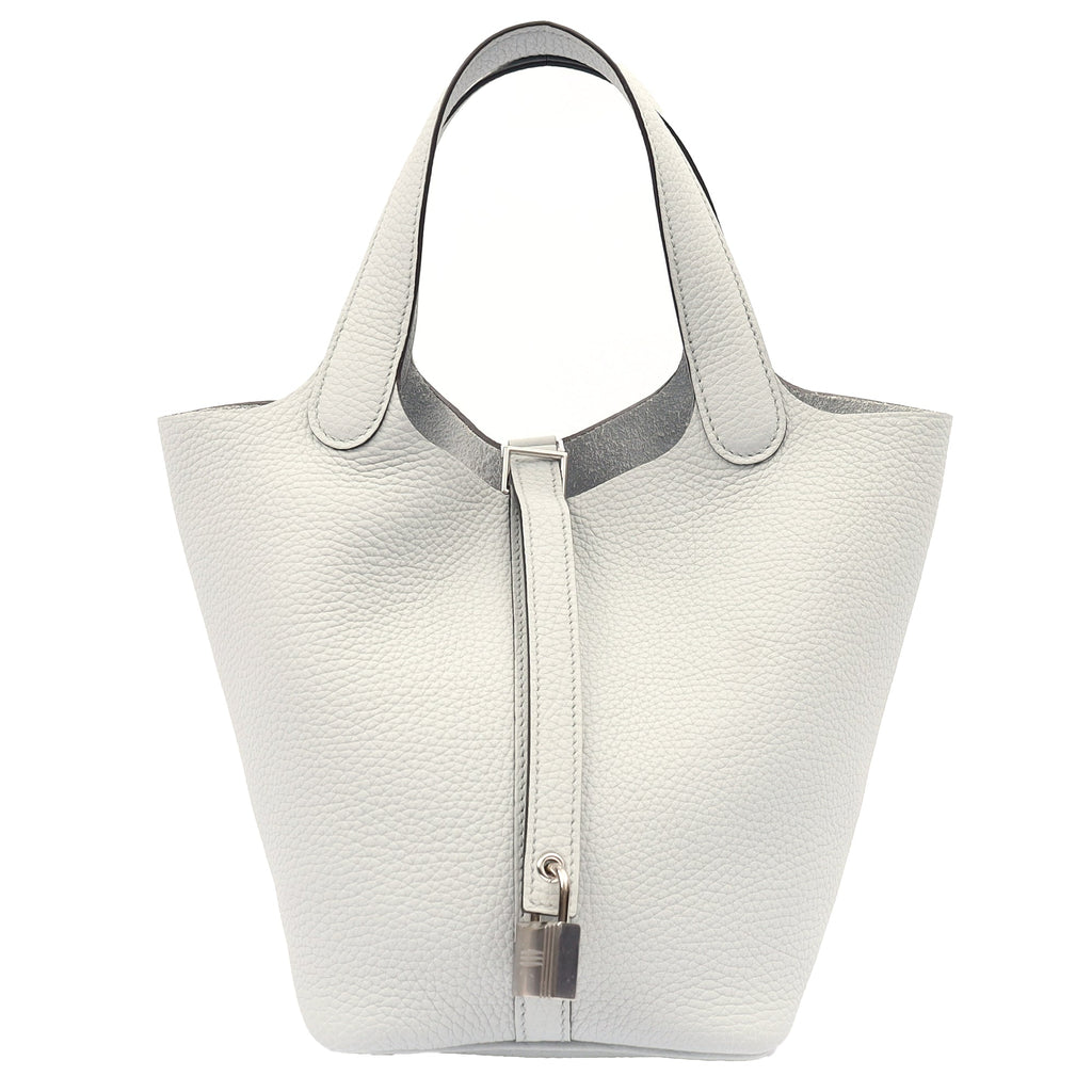 Hermes Bucket Bag Picotin 18 in Bleu Pale, Clemence Leather