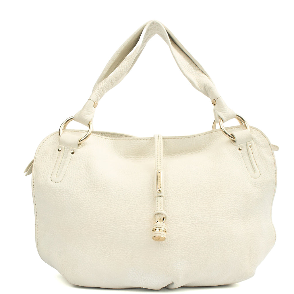 Celine Tote Vintage Tote in White, Box Calfskin