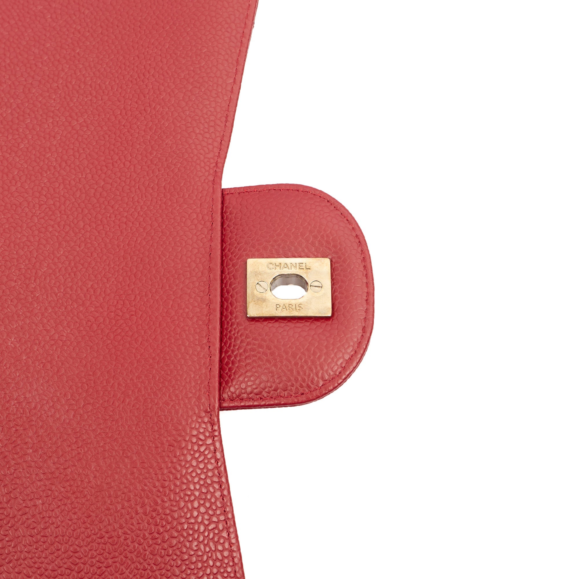 Chanel Shoulder Bag Classic Single Flap - Jumbo in Red, Caviar Leather