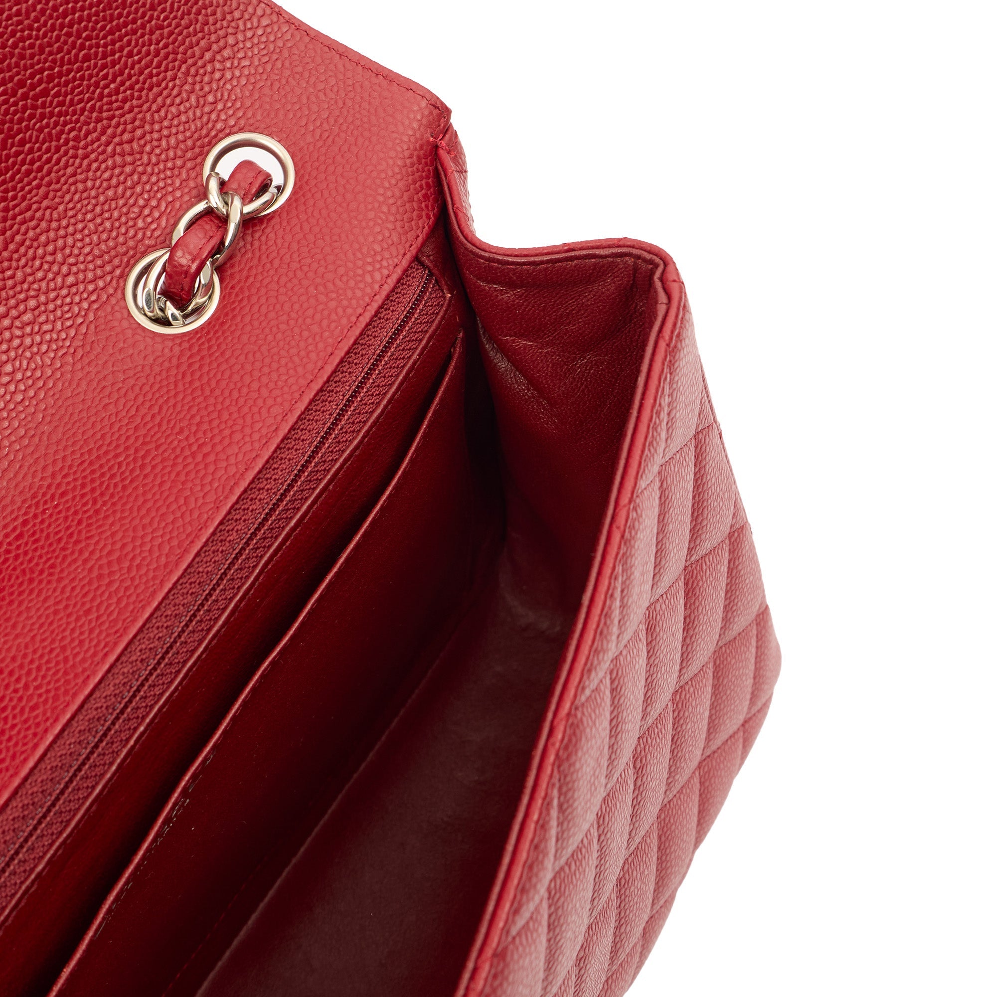 Chanel Shoulder Bag Classic Single Flap - Jumbo in Red, Caviar Leather
