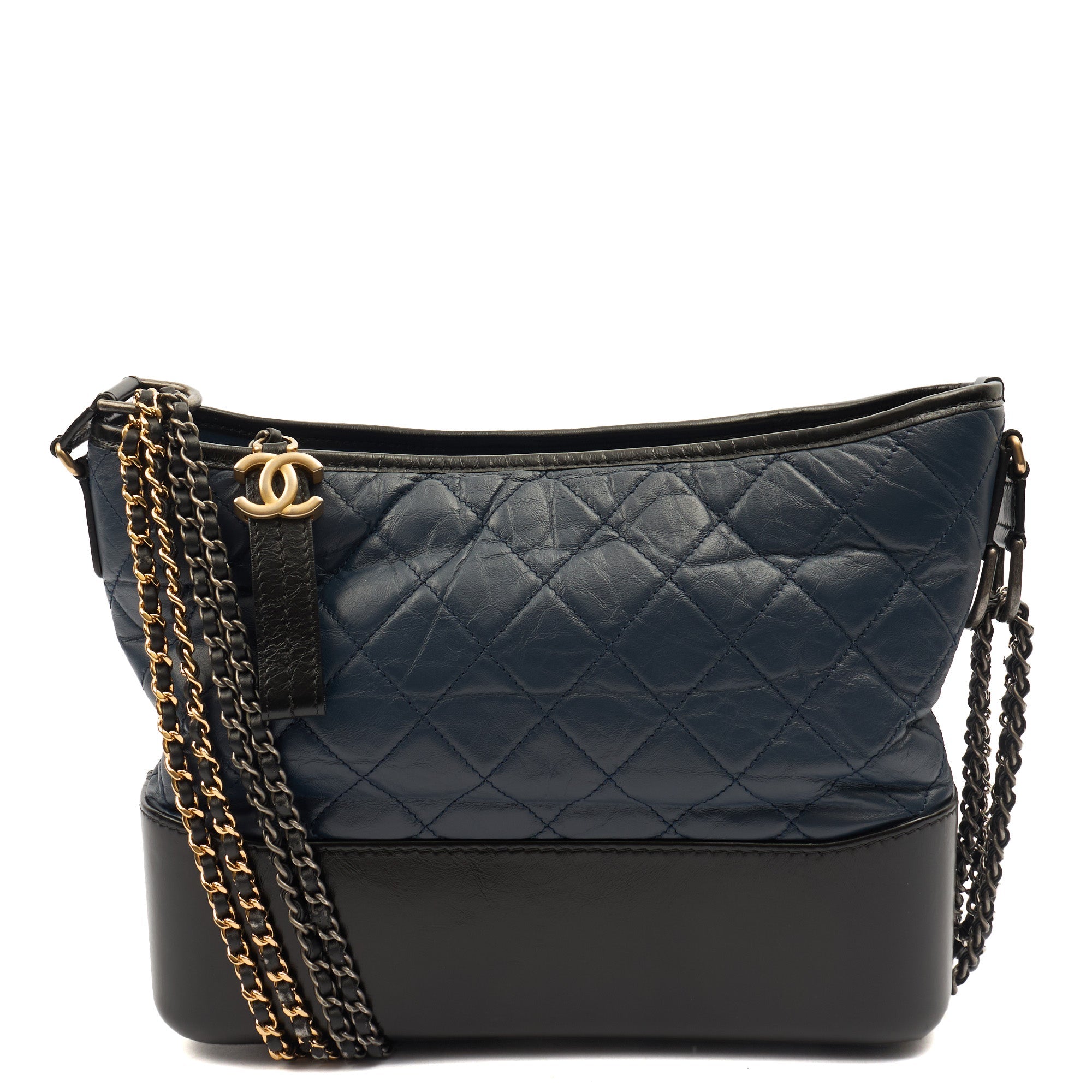 Chanel Cross Body Gabrielle Hobo - Small in Blue, Crinkled Calfskin Leather