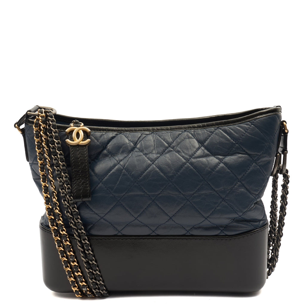 Chanel Cross Body Gabrielle Hobo - Small in Blue, Crinkled Calfskin Leather