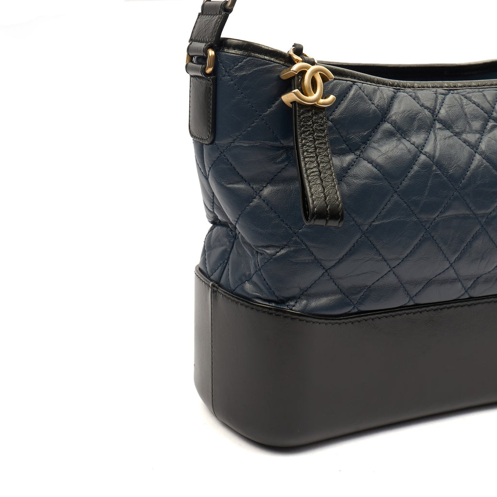 Chanel Cross Body Gabrielle Hobo - Small in Blue, Crinkled Calfskin Leather