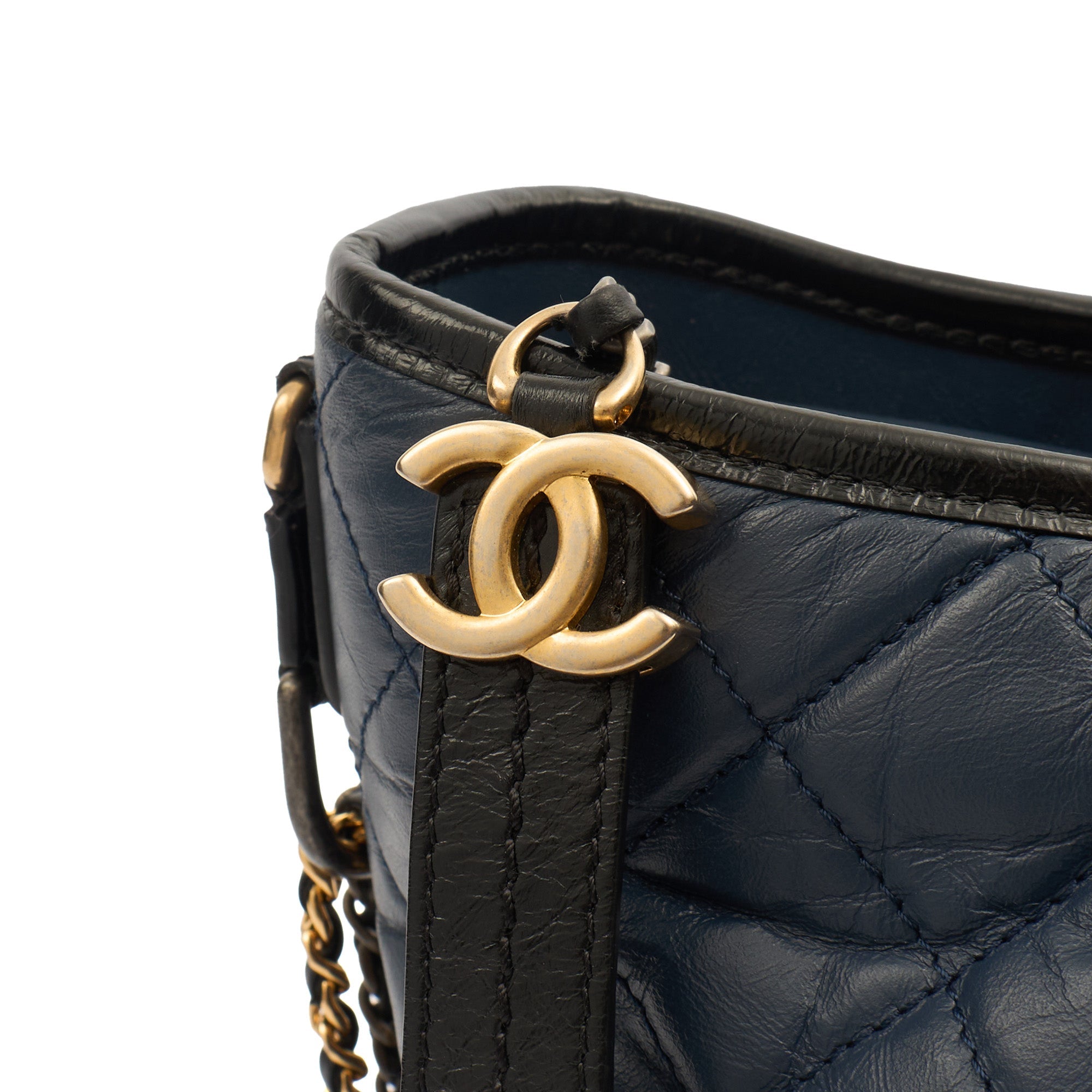 Chanel Cross Body Gabrielle Hobo - Small in Blue, Crinkled Calfskin Leather
