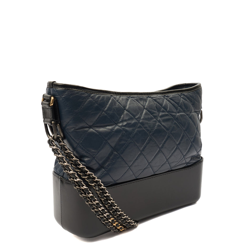 Chanel Cross Body Gabrielle Hobo - Small in Blue, Crinkled Calfskin Leather