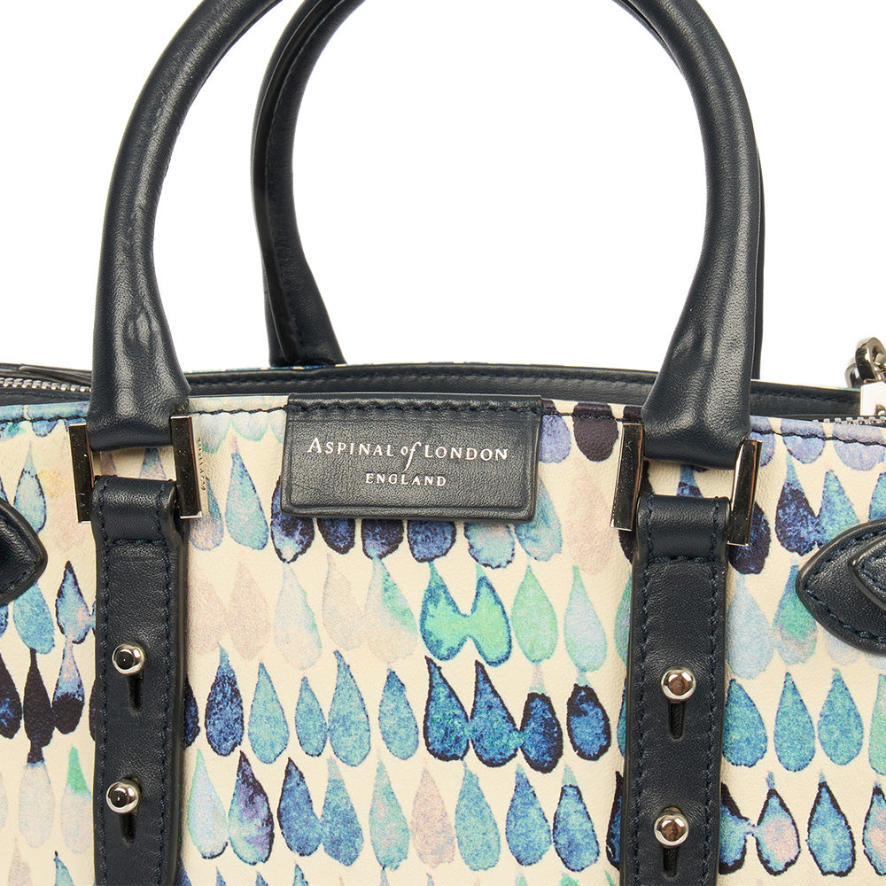 Aspinal of London Top Handle Marylebone Tote - Mini in Blue, Leather
